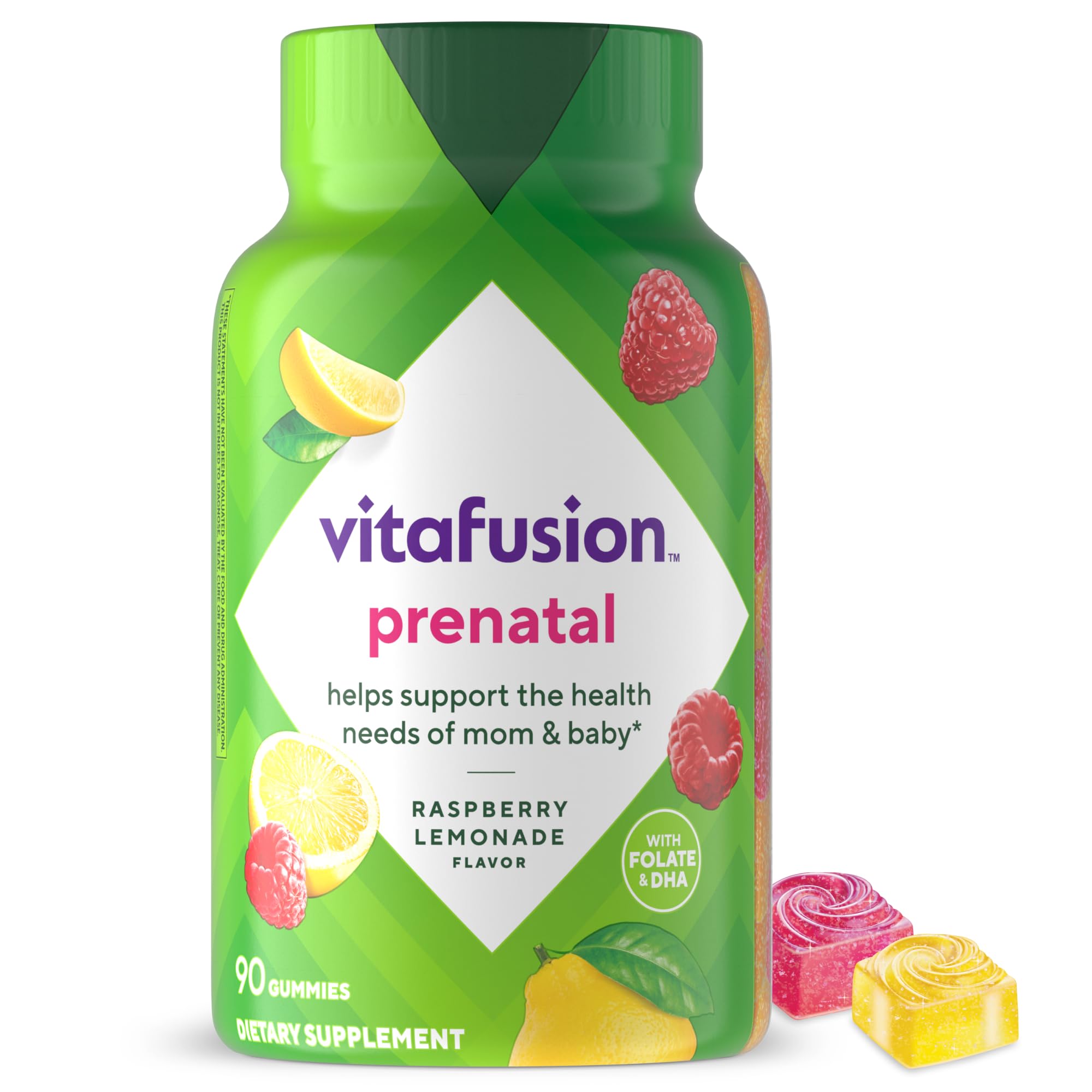 VitafusionPreNatal Gummy Vitamins, Raspberry Lemonade Flavored, Pregnancy Vitamins for Women, With Folate and DHA, America’s Number 1 Gummy Vitamin Brand, 45 Day Supply, 90 Count (Pack of 1)