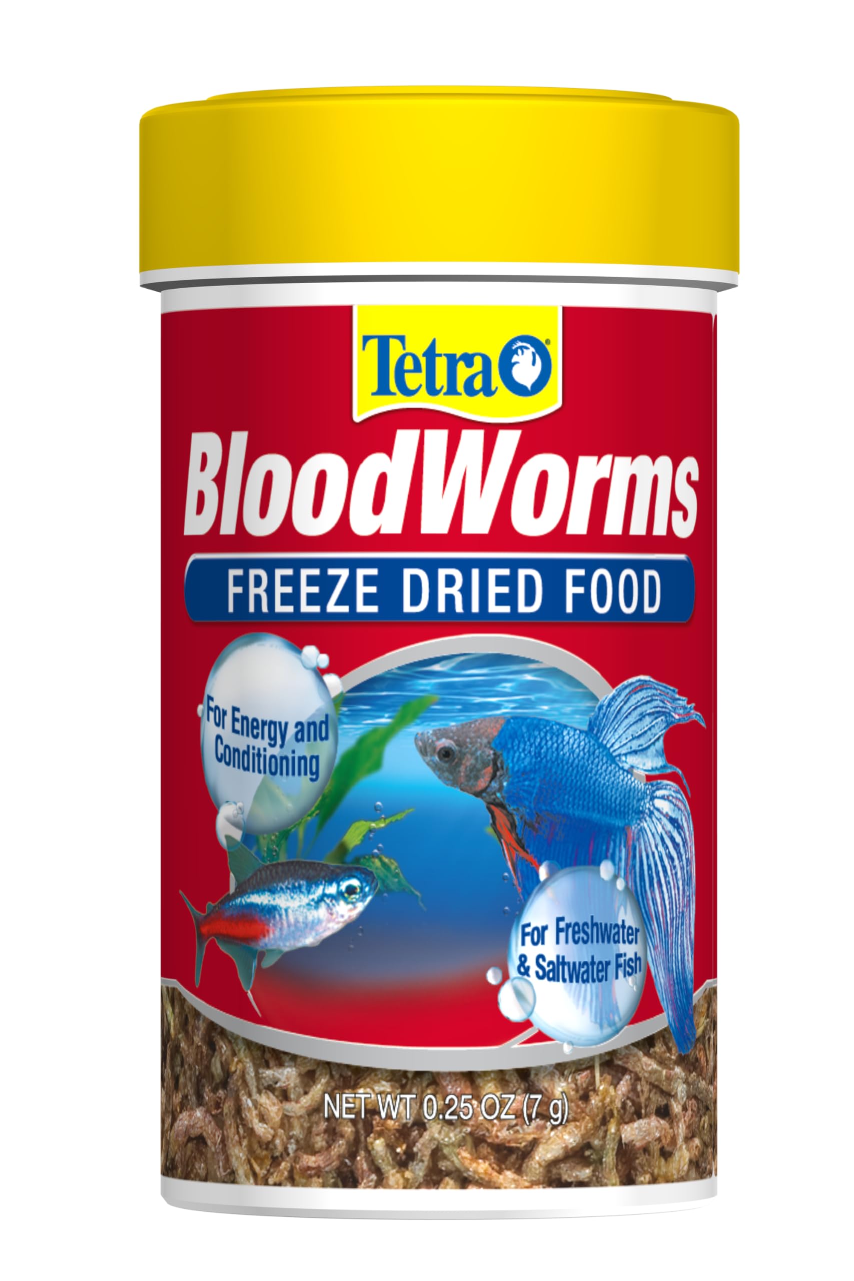 Tetra BloodWorms 0.25 Oz, Freeze-Dried Food for Freshwater and Saltwater Fish, Seafood (Pack of 1)