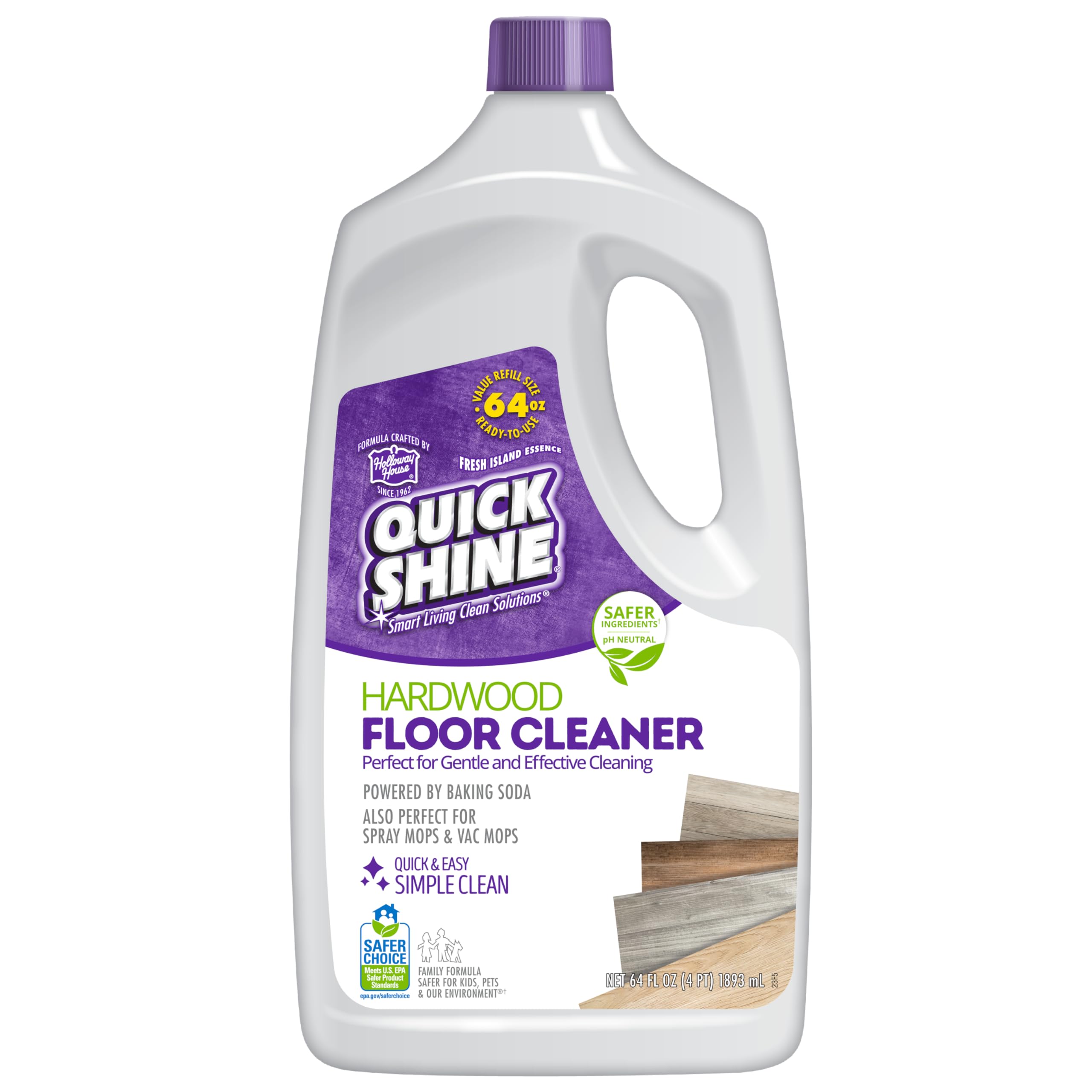 Quick ShineHardwood Floor Cleaner 64oz | Use in Spray & Vac Mops | Removes Dirt & Scuff Marks | Ready-to-Use, Streak Free, No Rinse | Safer Choice Cleaner |Perfect for Gentle and Effective Cleaning