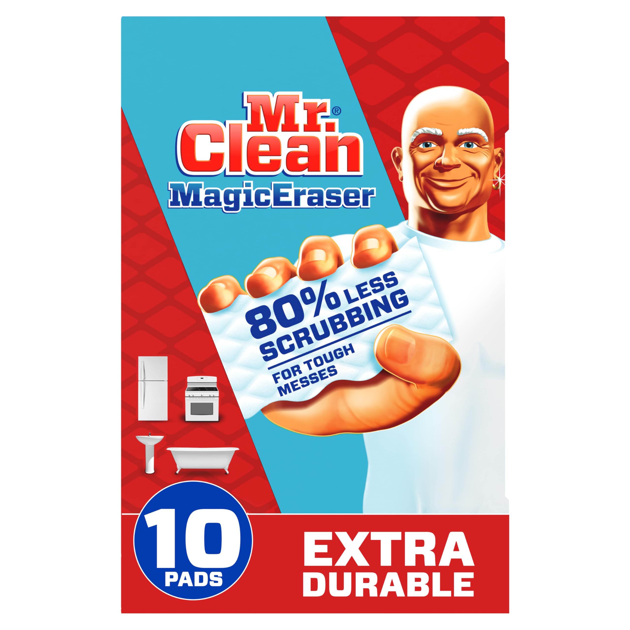 Mr. CleanMagic Eraser Extra Durable, Cleaning Pads with Durafoam, 10 Count