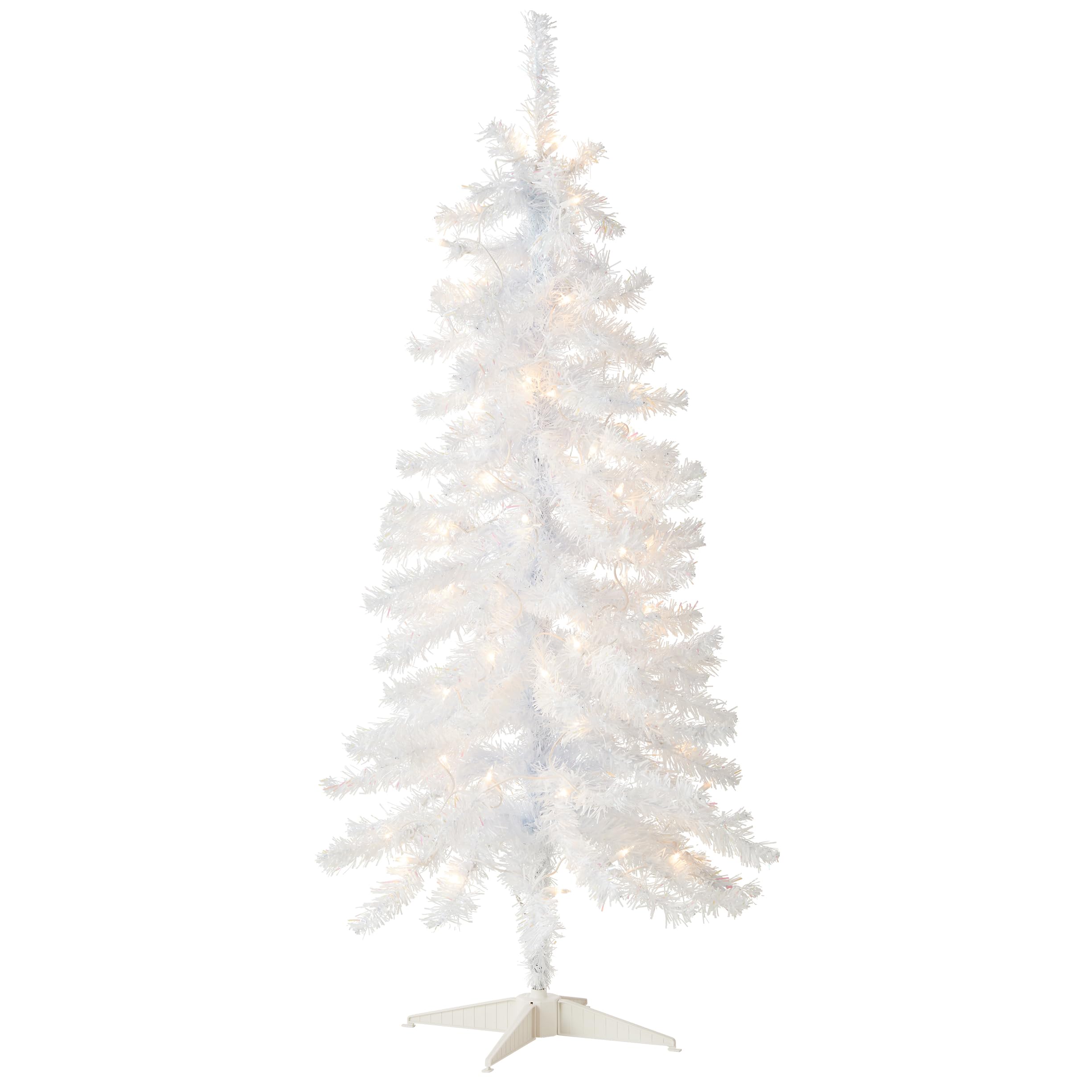 National Tree Company Pre-Lit Artificial Christmas Tree, White Tinsel, White Lights, Includes Stand, 4 feet