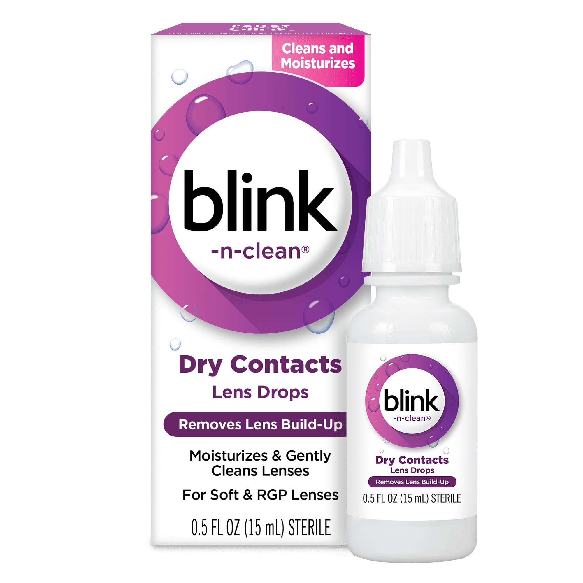 blink-n-clean Lens Drops for Soft & RGP Lenses, 0.5 Fluid Ounces (Pack of 1)