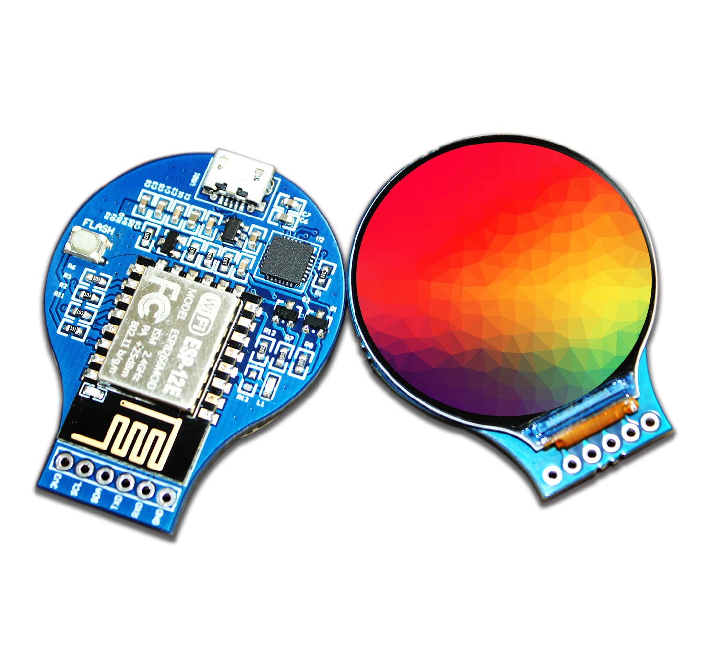 RoundyFi - Compact 1.28” Round LCD Display Based on ESP-12E ESP8266 WiFi Transceiver Module 240×240 Resolution Display with GC9A01 Driver and SPI Interface