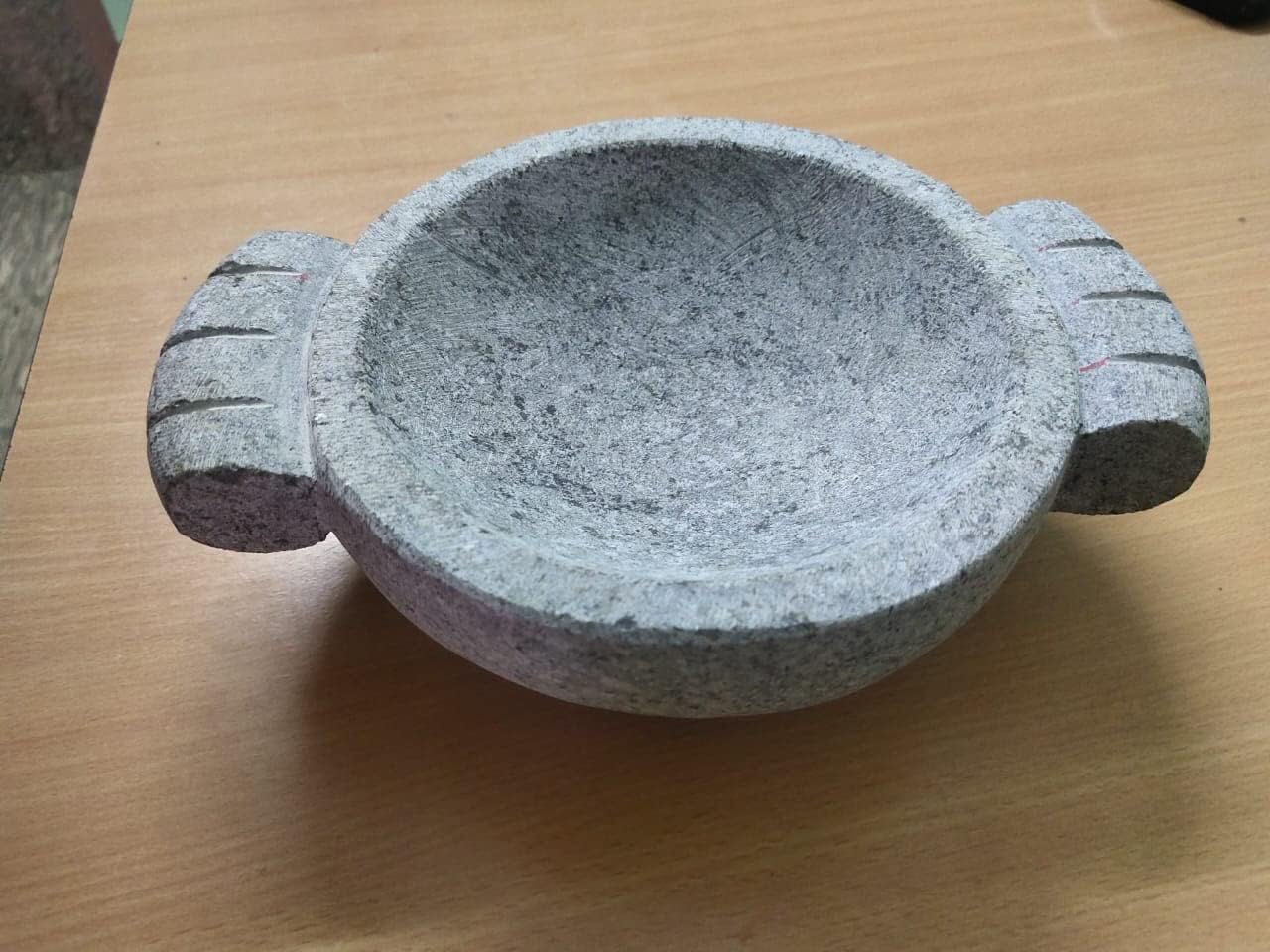 Subaa Mortar and Pestle Set Grinding Stone for Spices, Okhli Masher, Khalbatta, Kharal, Mixer, Natural & Traditional Grinder and Musal, Well Design for Kitchen (Grey) (10 * 5 small Ammi)