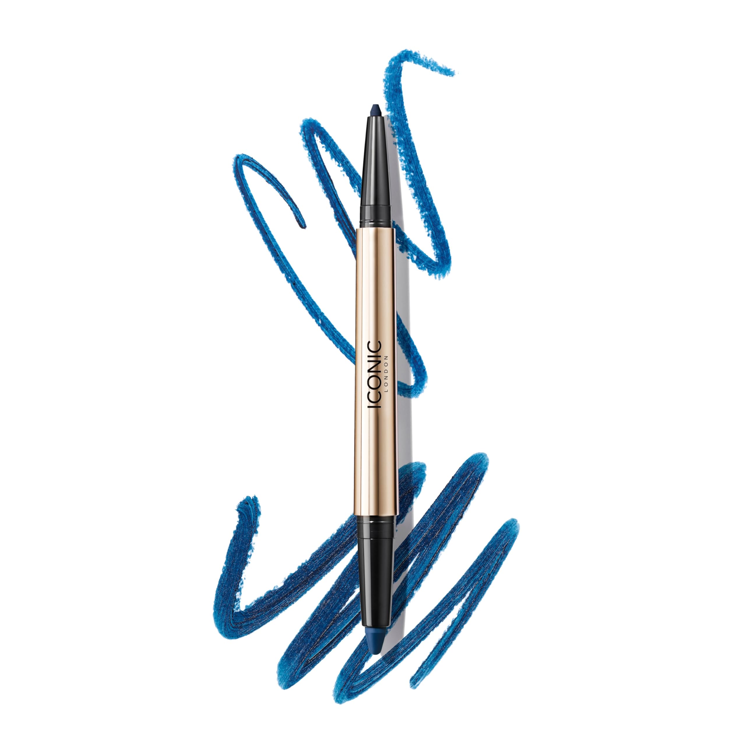 ICONIC LONDON Smokey Eye Duo Eyeliner | Creamy, Easy to Blend 2-in-1 Eyeliner Crayon, Water Resistant, Cruelty Free, Vegan Makeup (Electric Blue) 0.027 oz