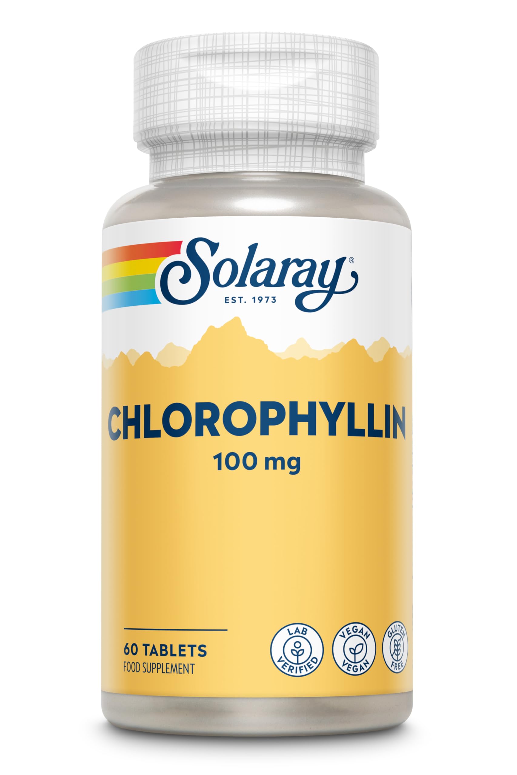 Chlorophyll - 60 Vegan Tablets not Capsules - High Strength Chlorophyllin Supplement from Sodium Copper - Lab Verified - Solaray