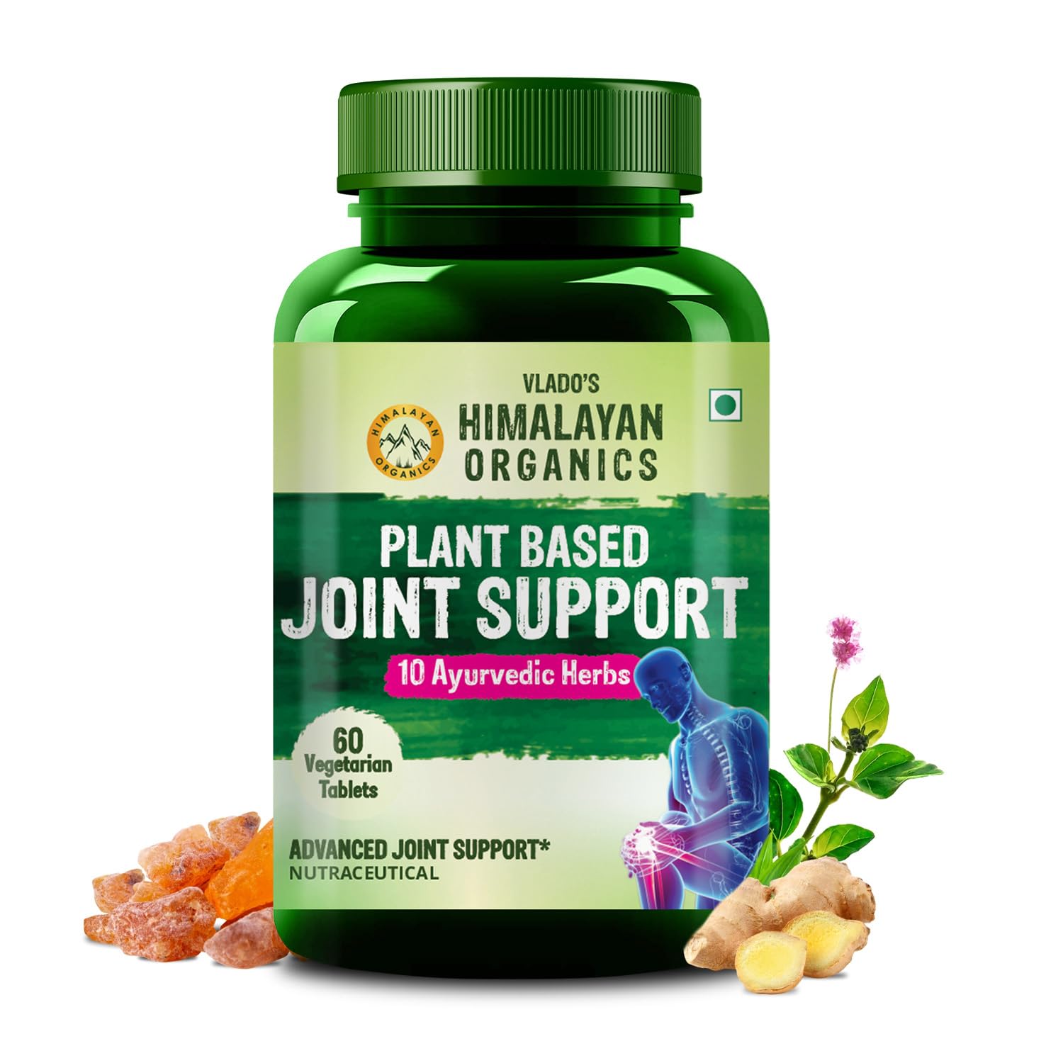 Vlado’s Himalayan Organics Plant Based Joint Support With Boswellia Serrata | Amla, Alfalfa, Turmeric, Moringa + 10 Ayurvedic Herbs | Strong Bones & Relives Joint Pain | Better Flexibility For Men & Women - 60 Veg Tablets