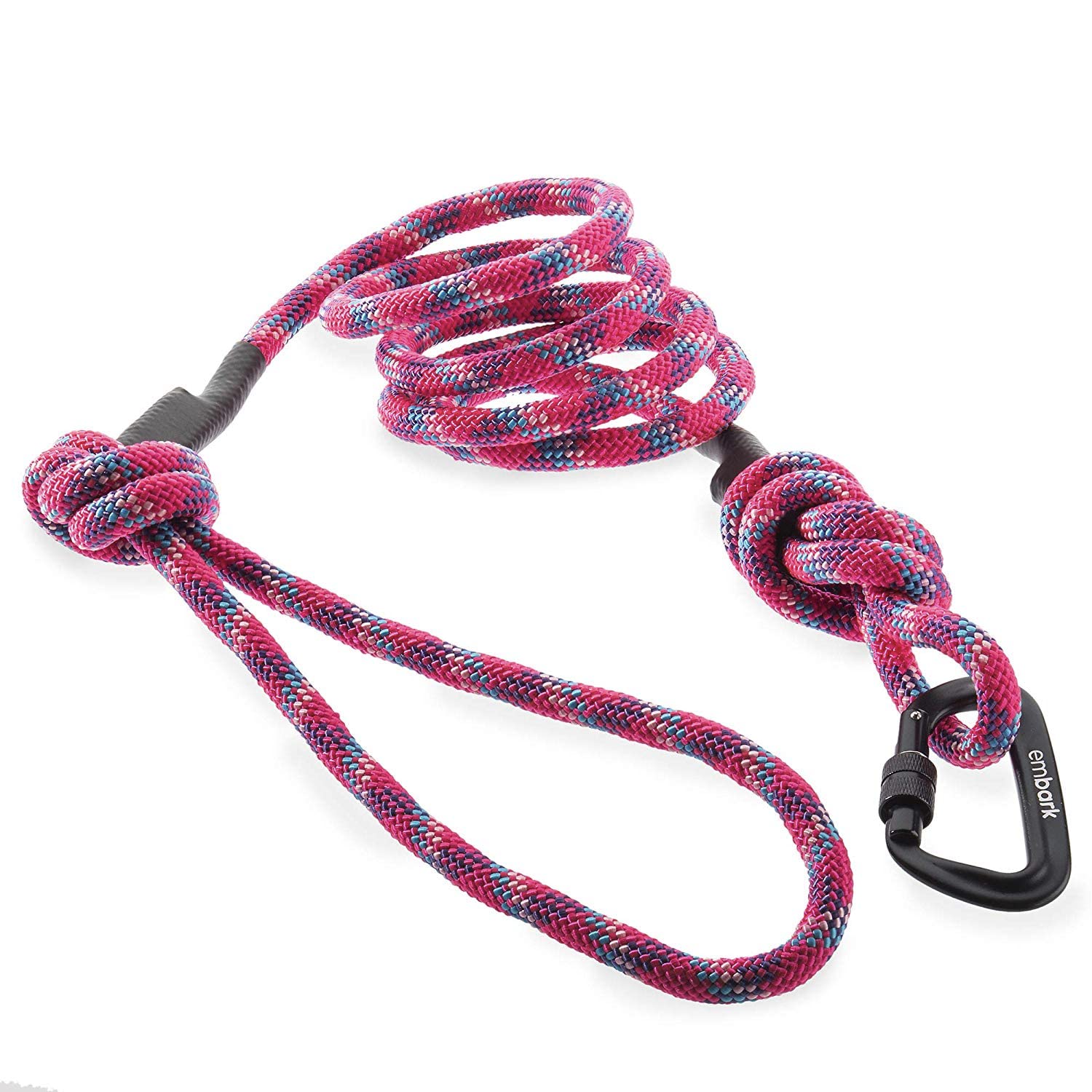 Embark Pets Sierra Leash/Mountain Climbing Thick Rope Dog Leash Large Dogs Leash 6 ft with Carabiner Soft Padded Handle Mountain Dog Leash for Large Dogs Medium Dogs Small Dogs (Pink)