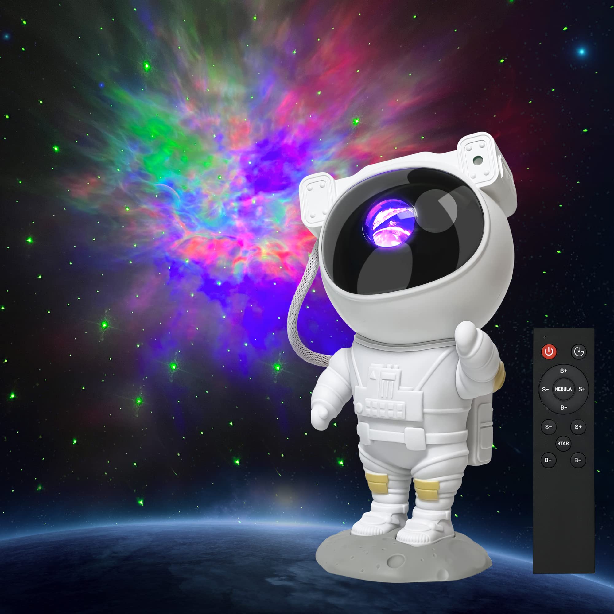 AWH CLOSUNT Space Buddy Projector, Astronaut Light Projector, Star Galaxy Night Lights, Nebula Galaxy with Timer and Remote, Kids Gaming Room Bedroom Decor, Christmas, Great Gift for Kids