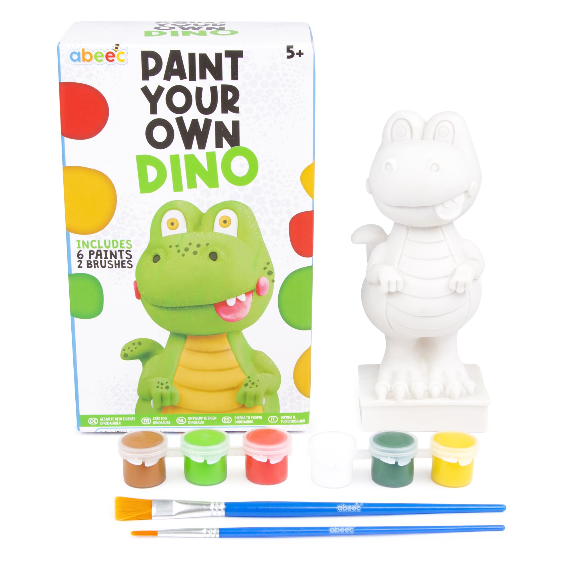 abeec Paint Your Own Dinosaur - Kids Painting Set - Dinosaur Toys - Dinosaur Gifts Contains; Paint Your Own Dinosaurs, Paint Set & Paint Brush - Painting Sets for Children