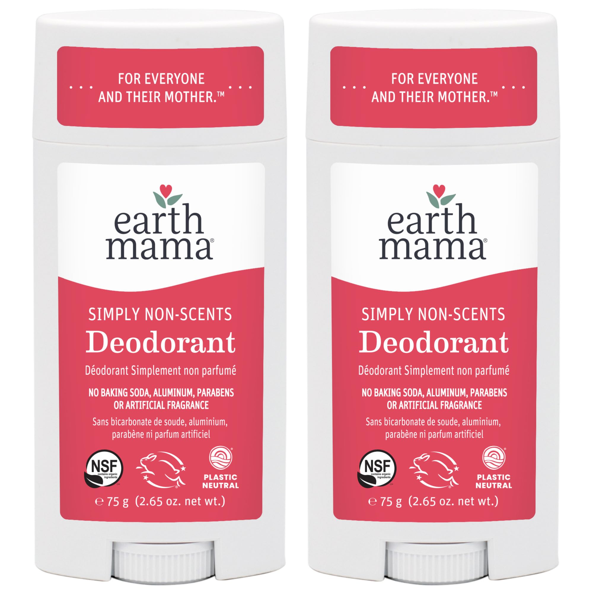 Earth Mama Simply Non-Scents Deodorant | Fragrance-free + Safe for Sensitive Skin, Pregnancy and Breastfeeding, Contains Organic Calendula and Coconut Oil, 2.65-Ounce (2-Pack)