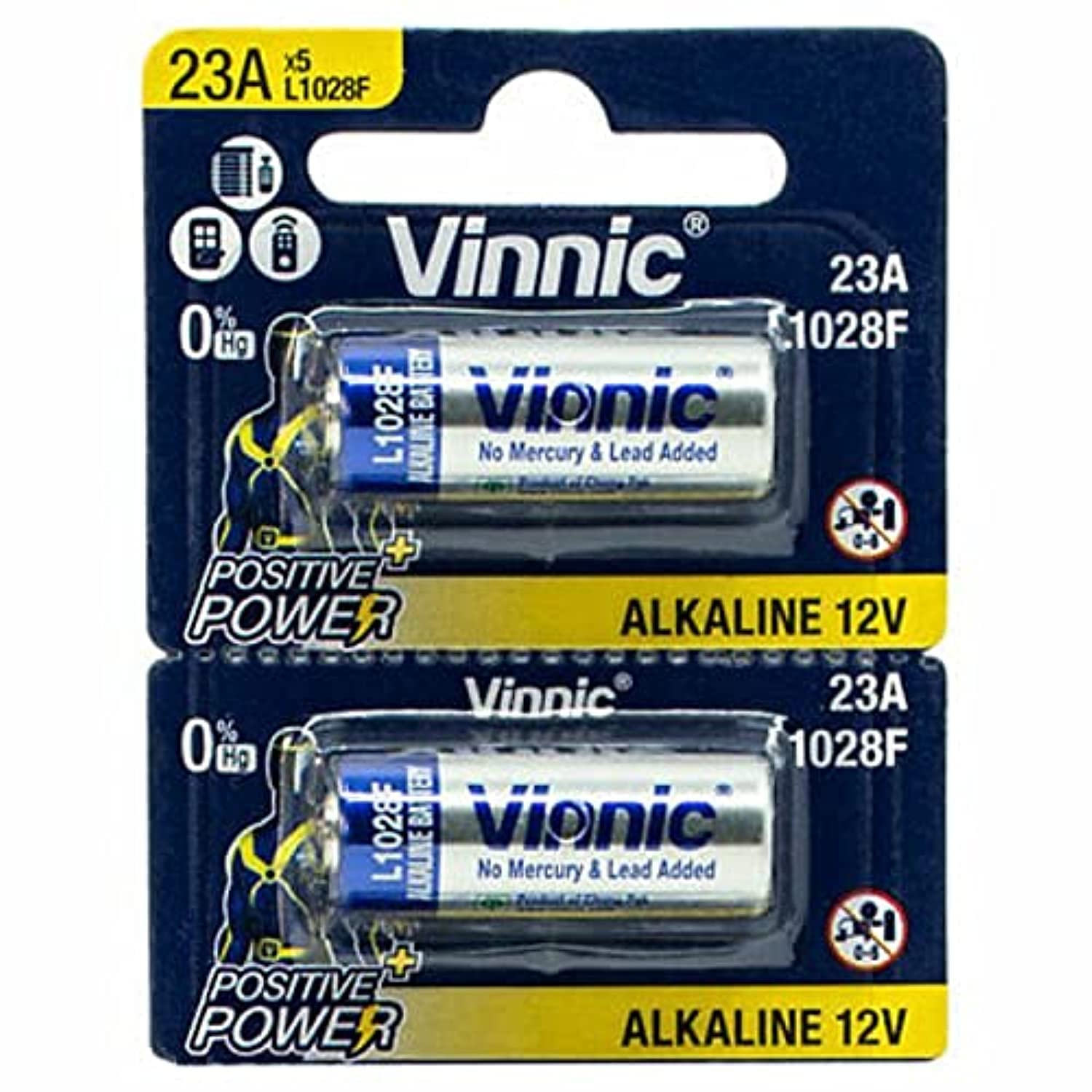 Vinnic23A Positive Power (L1028F) 12V Alkaline Batteries - 2 Pieces