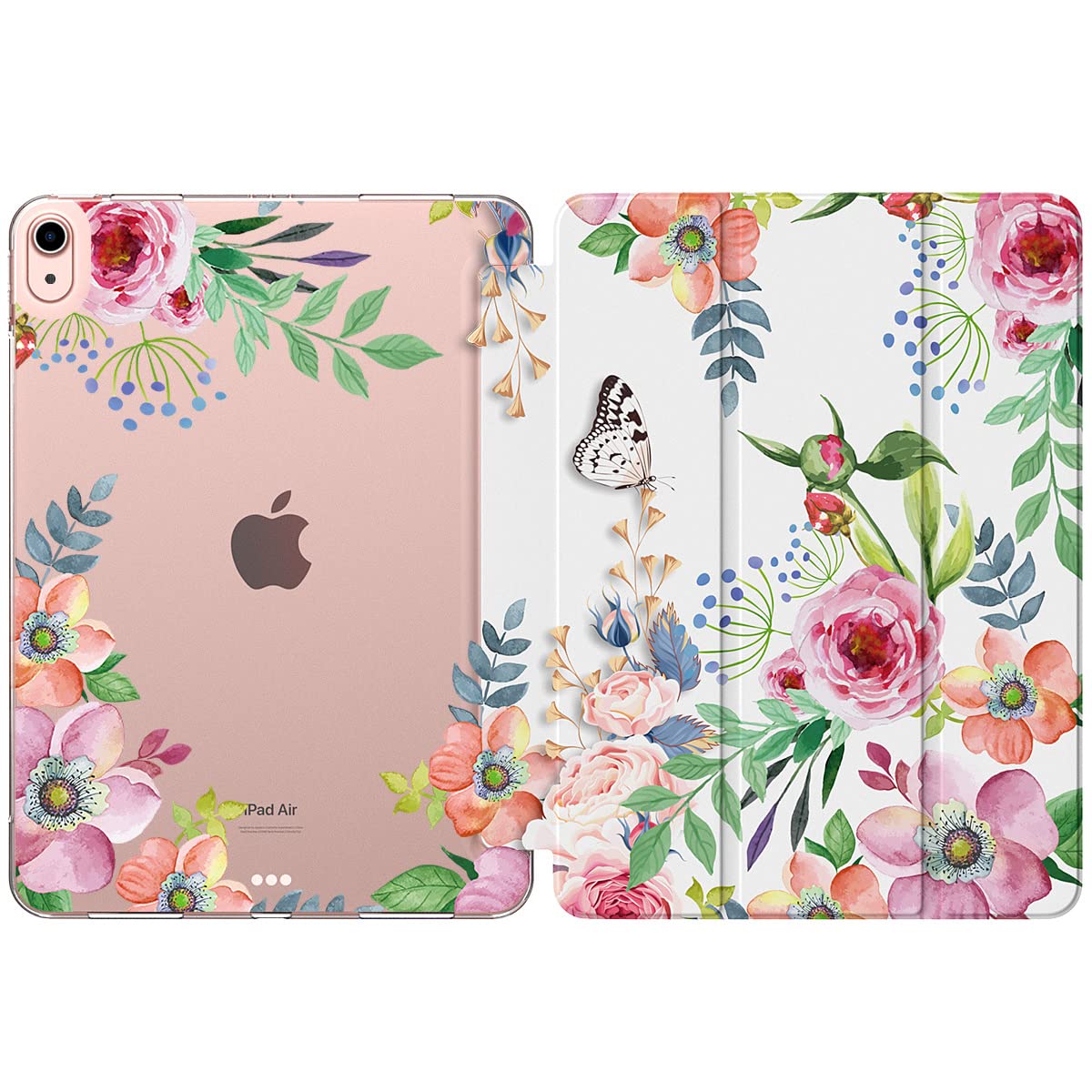 MoKo for iPad Air 6th Generation 11-inch Case (M2) 2024, iPad Air 5th/4th Gen Case 10.9" 2022/2020, Translucent Frosted Soft TPU Back Cover for iPad Air 6/5/4 Gen, Slim iPad Air Case, Fragrant Flowers