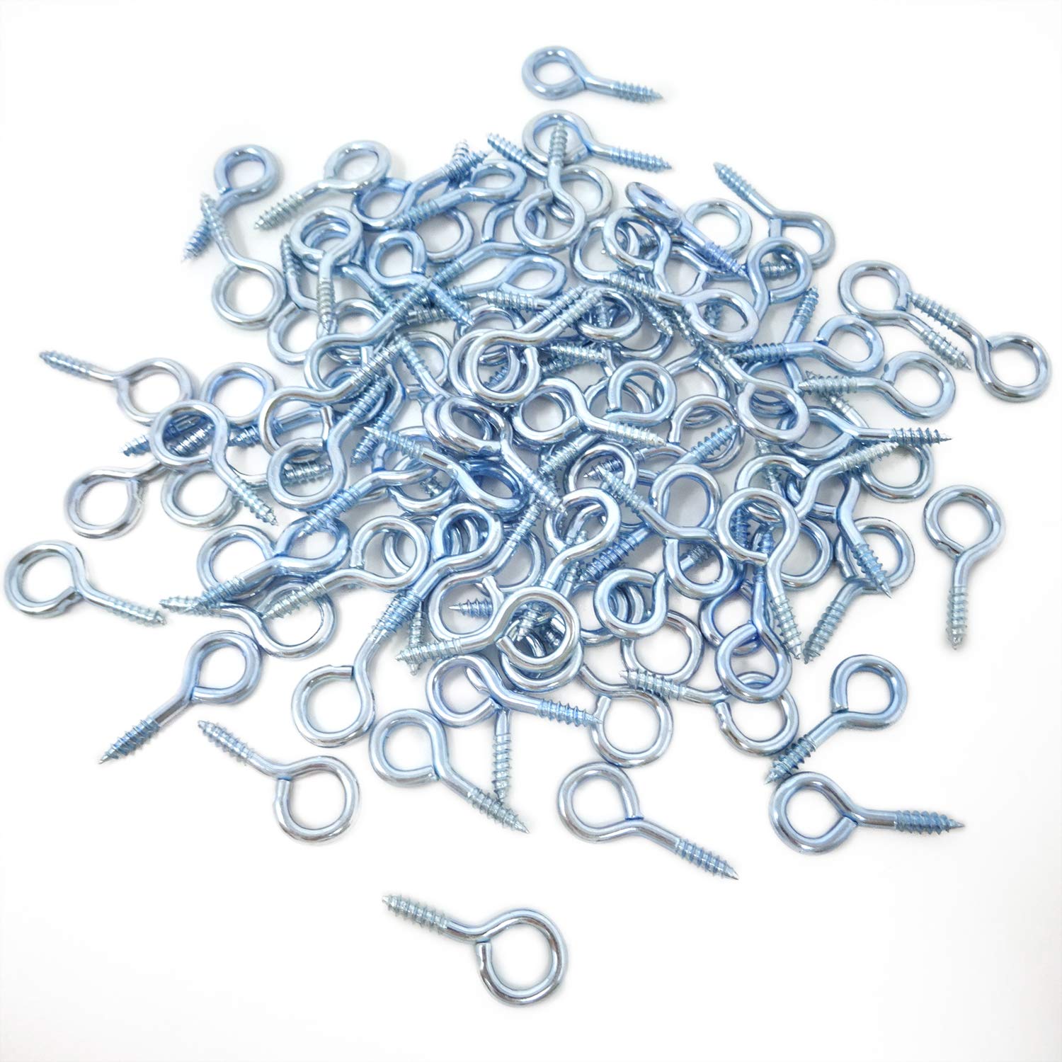 Honbay 100PCS 28mm(1.1 Inch) Nickel Plated Screw Eyes Pins Eye Bolt Hooks Eye Shape Screw Hooks Hanging Cup Hooks (Blue)