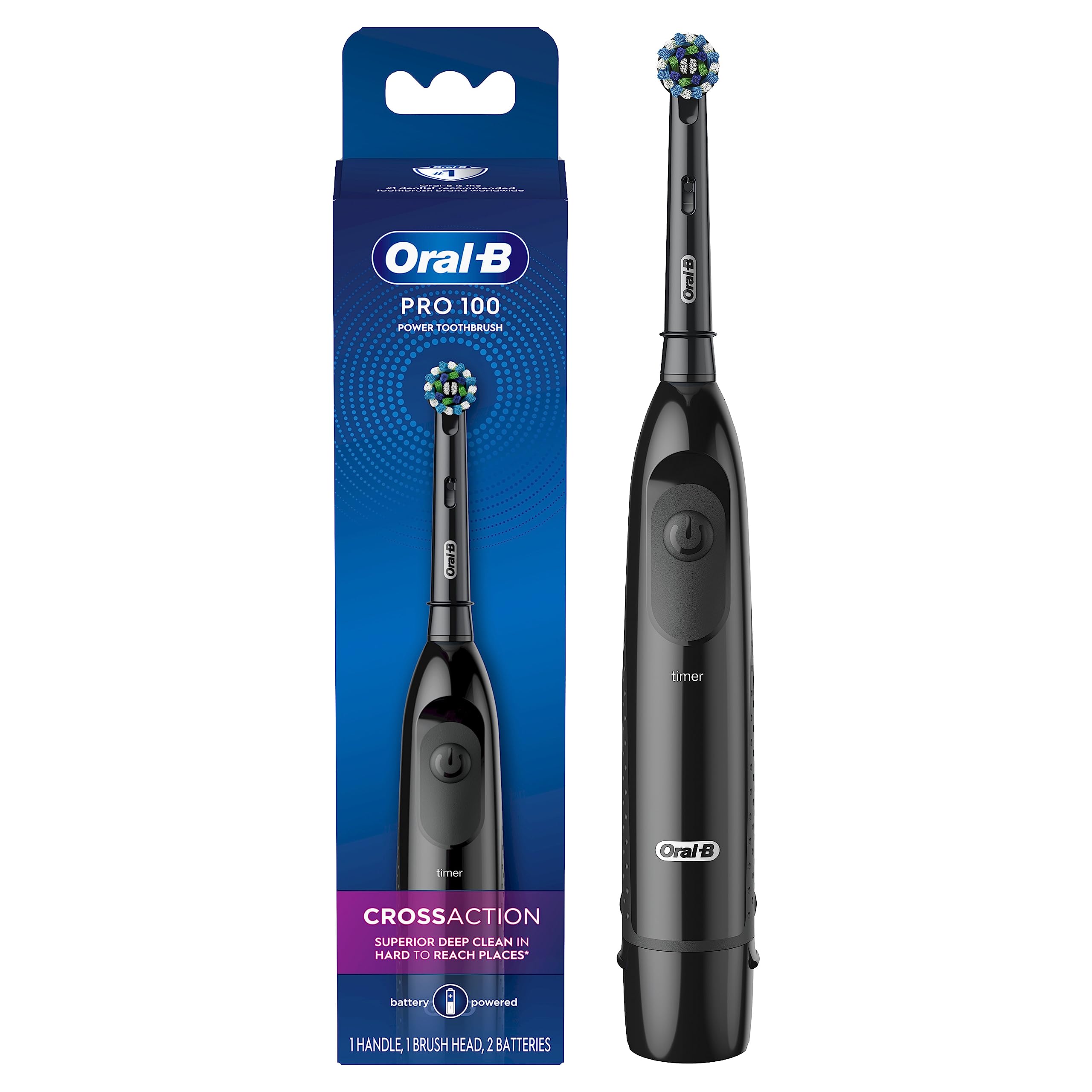 Oral-BPro-Health Clinical, Superior Clean, Battery Power Electric Toothbrush, Black