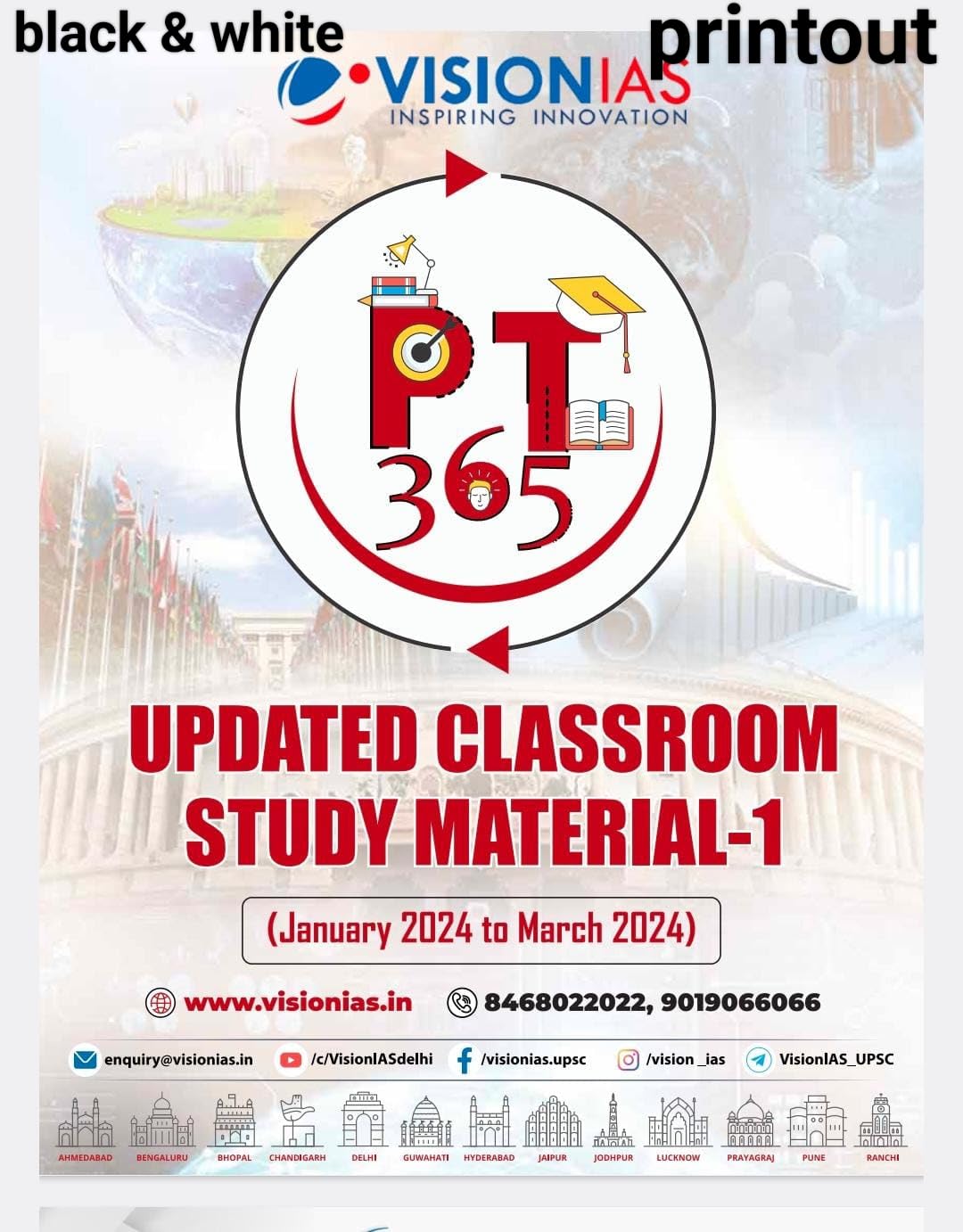 Vision ias ( Classroom Study Material-1 PT365 ) 2024 black & white pinout for Upsc