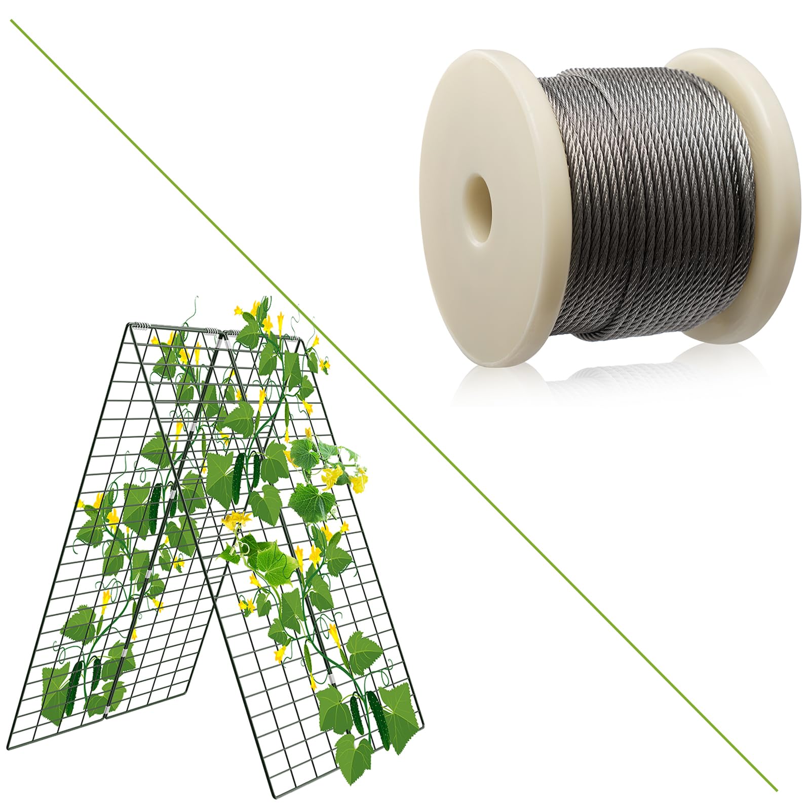 AGTEK1/8" Wire Rope 250FT Bundle 34" x 48" Cucumber Trellis