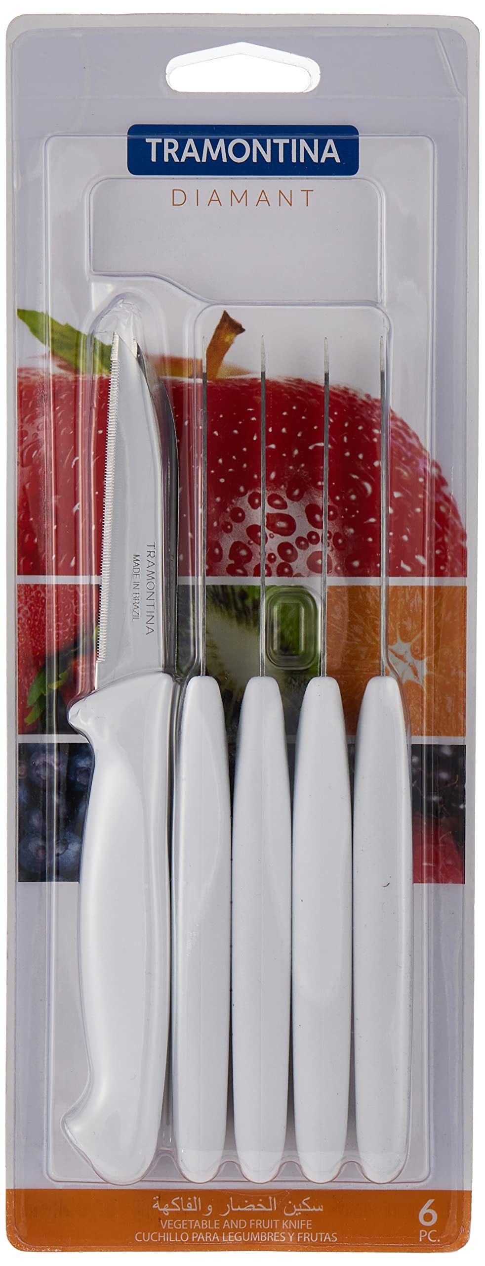 Tramontina 6 Piece Pairing Knife Set - Stainless Steel Flatware Silverware Set Sharp Professional Kitchen Chef Cooking Knives set Orange