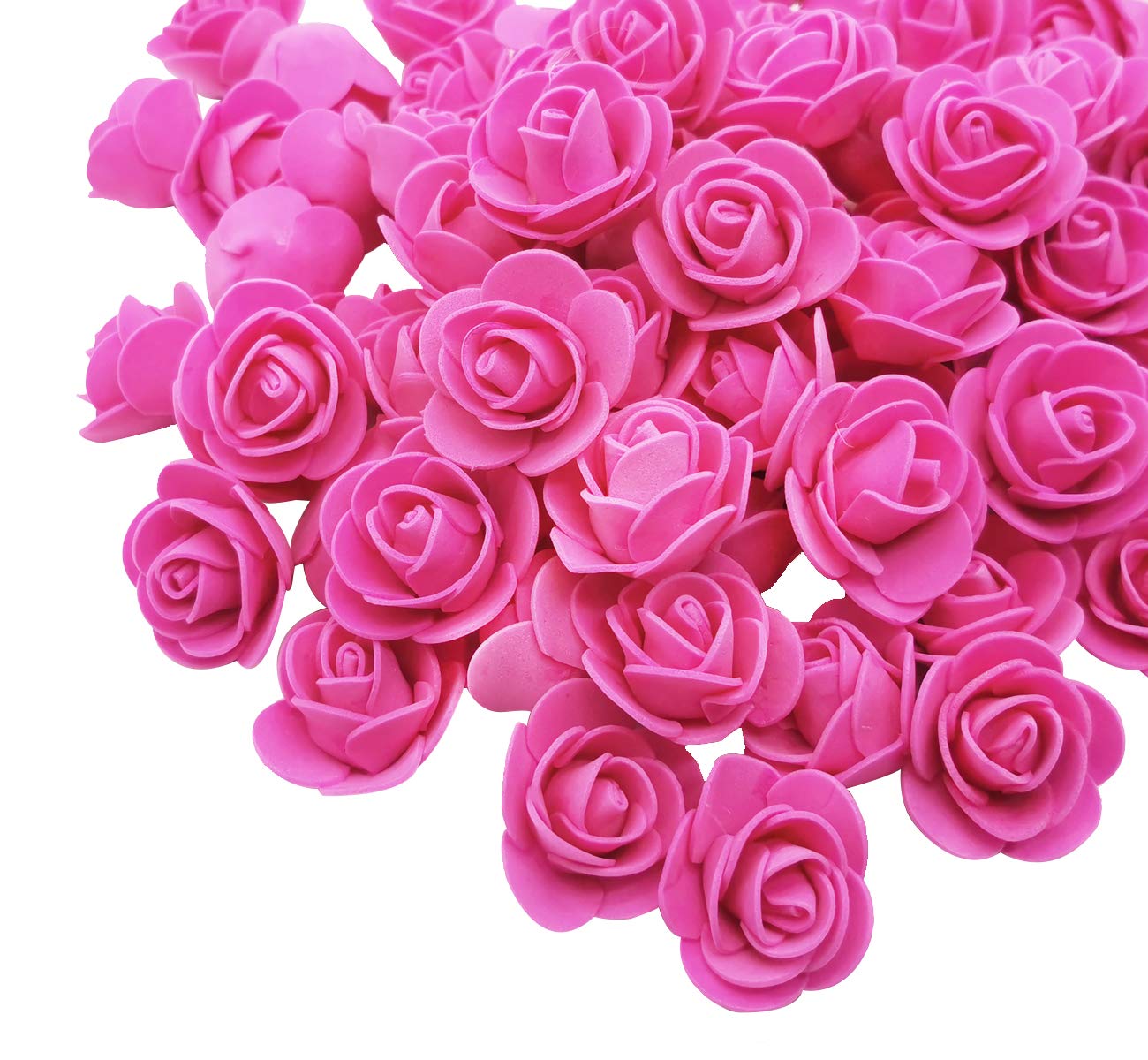 D-Seven Artificial Flowers 100PCS 3CM Mini Fake Roses for DIY Wedding Bouquets Centerpieces Party Baby Shower Scrapbooking Gift Box DIY Crafts Wreath (Deep Pink)