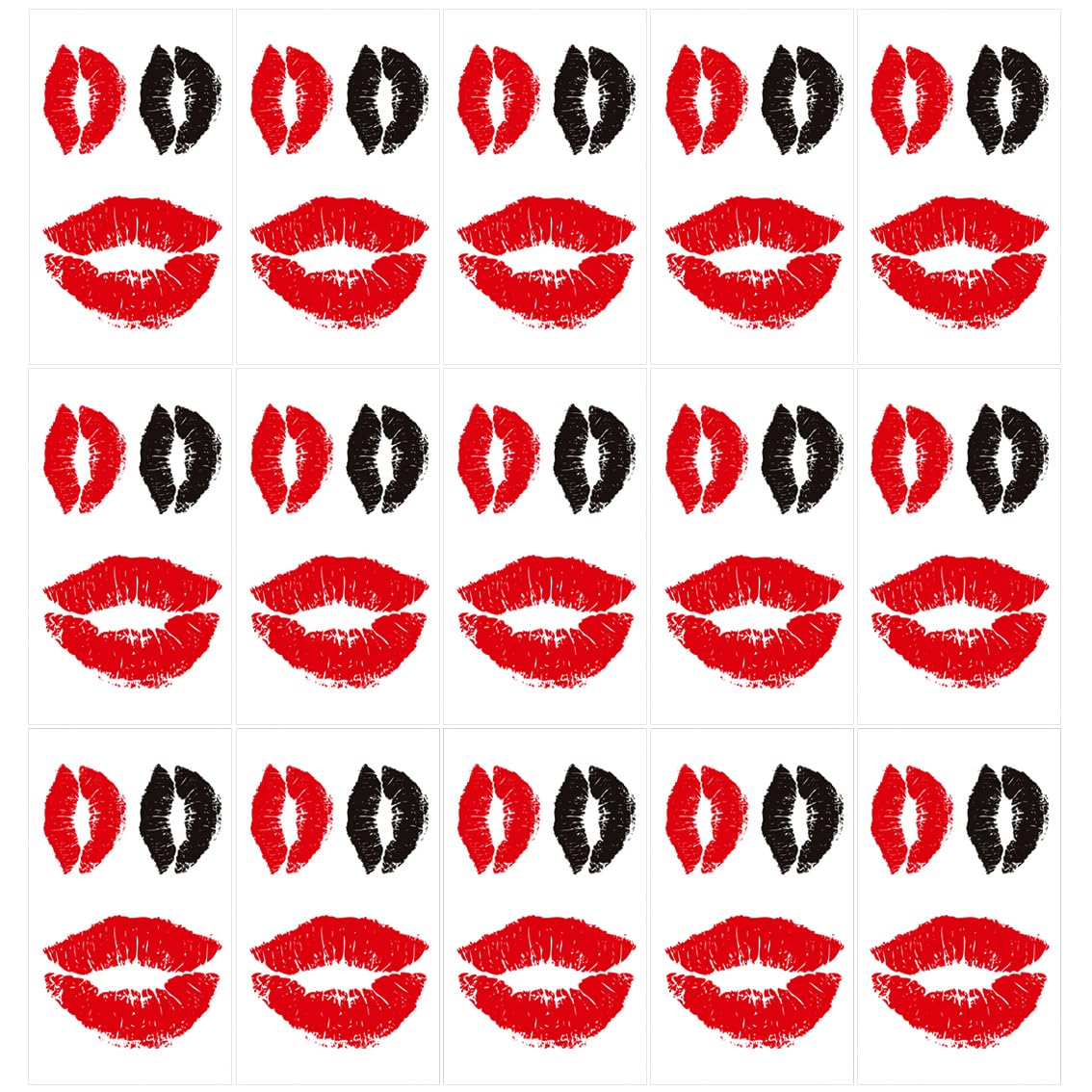 Valentines Temporary Lip Tattoo Lip Print Tattoo Stickers Red Black Kiss Waterproof Fake Tattoos,15-Sheet