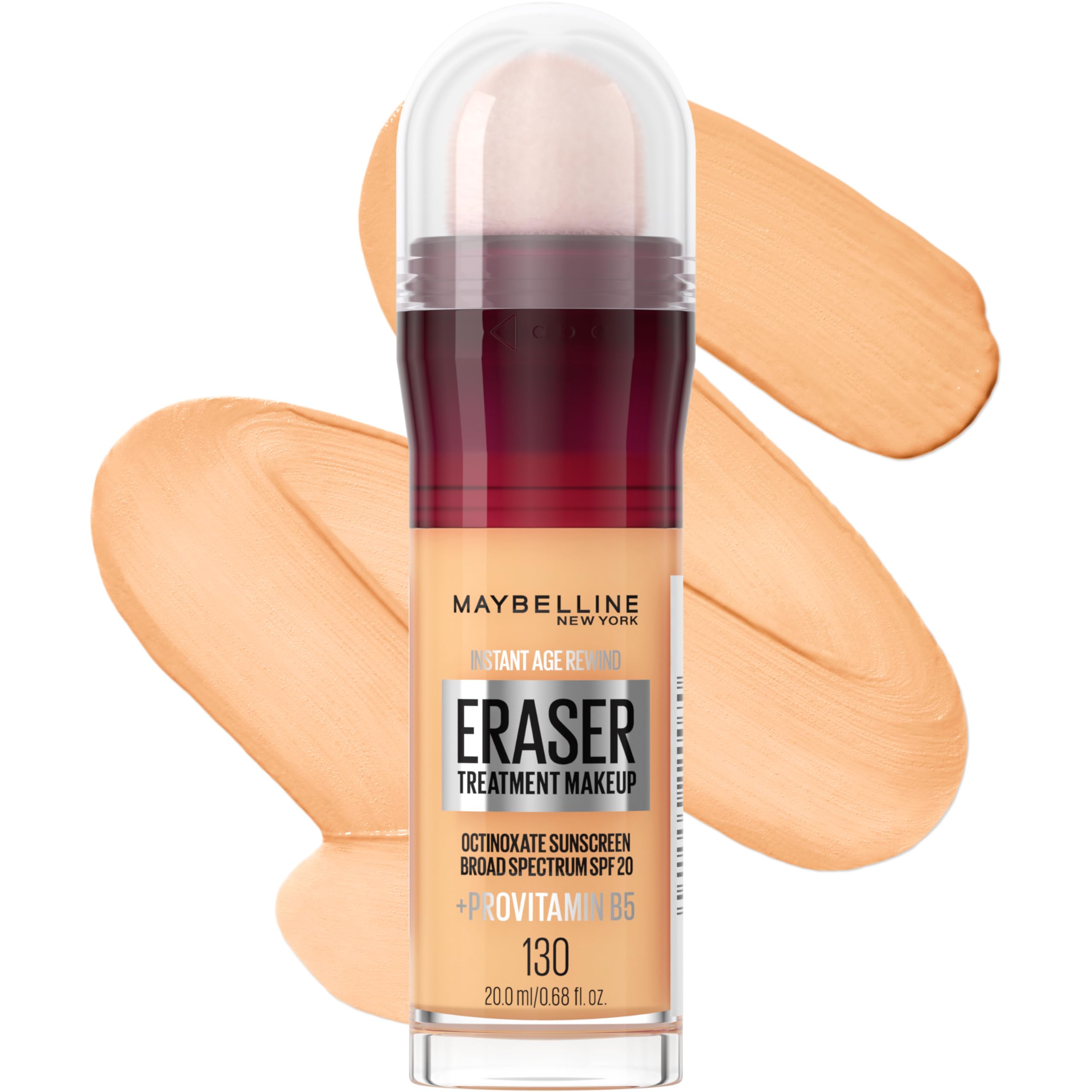 MAYBELLINEInstant Age Rewind Eraser Foundation with SPF 20 and Moisturizing ProVitamin B5, 130, 1 Count (Packaging May Vary)