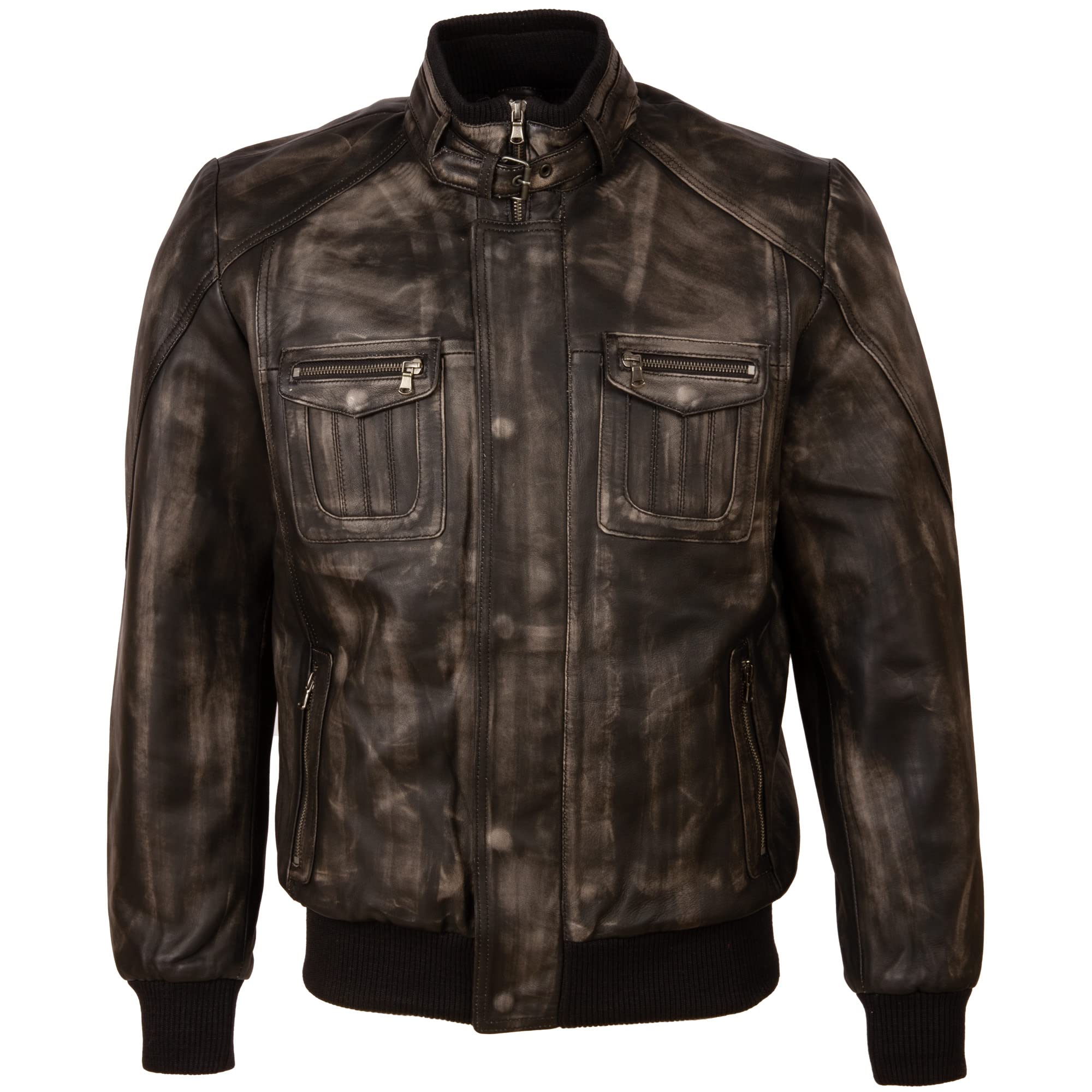 AviatrixMen's Real Leather Vintage Look Fashion Biker Jacket (SA2D)