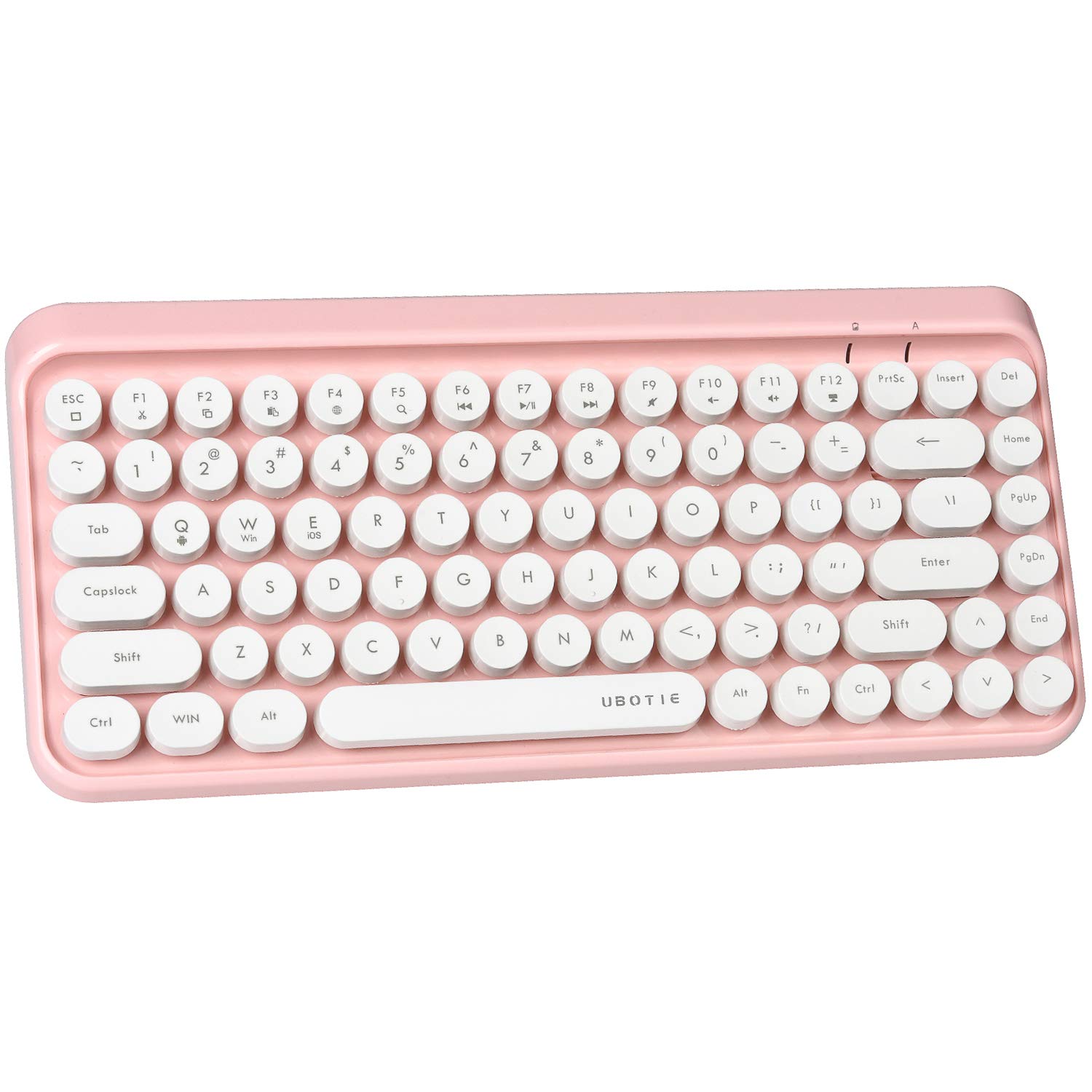 Momoone Portable Bluetooth Colorful Computer Keyboards, Wireless Mini Compact Retro Typewriter Flexible 84Keys Design Keyboard for Tablet Computer, PC(Pink-White)