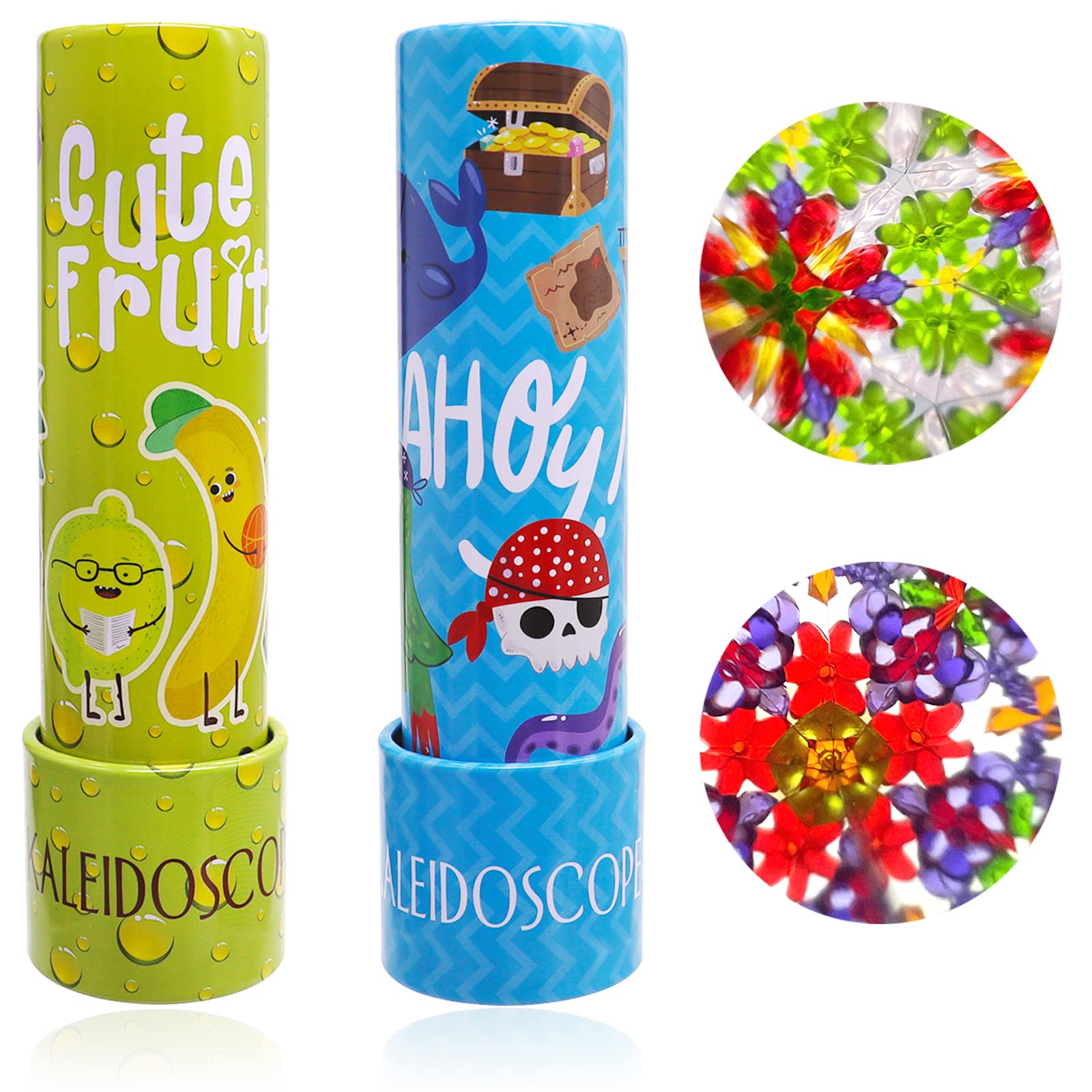 Juuxncgv 2Pcs Classic Tin Kaleidoscope,Retro Toys,Educational Kaleidoscope Toy with Metal Body for Boys,Girls,Goodie Bag Stuffers,Birthday, (Yellow and Blue)