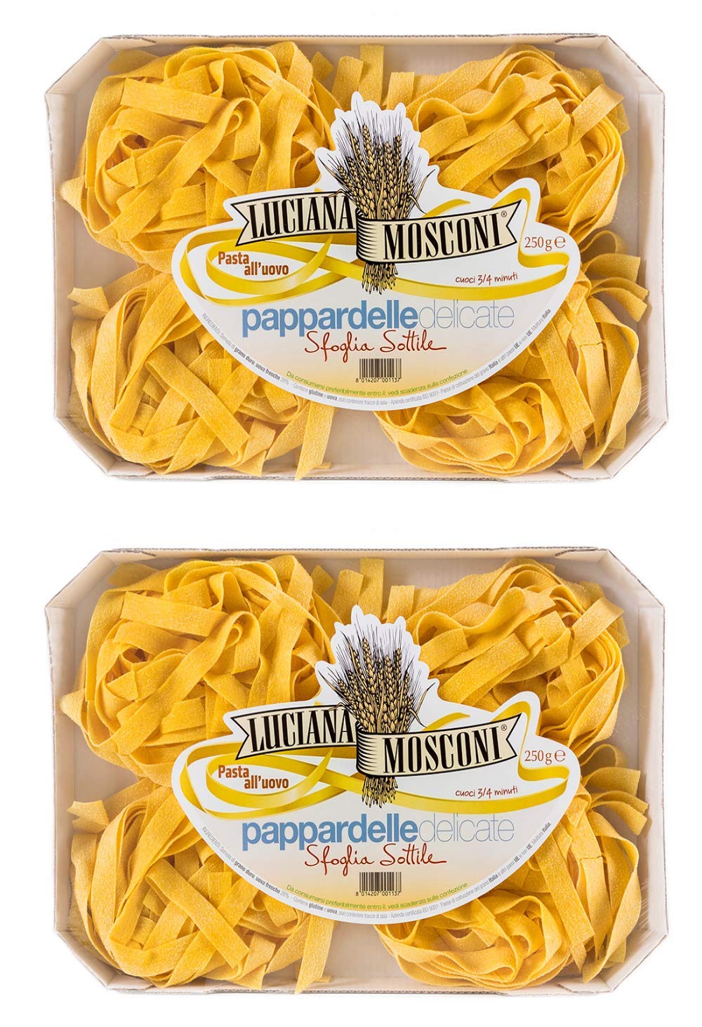 Luciana Mosconi Egg Pappardelle Delicate Pasta 250gm 8.82oz, Pack of 2