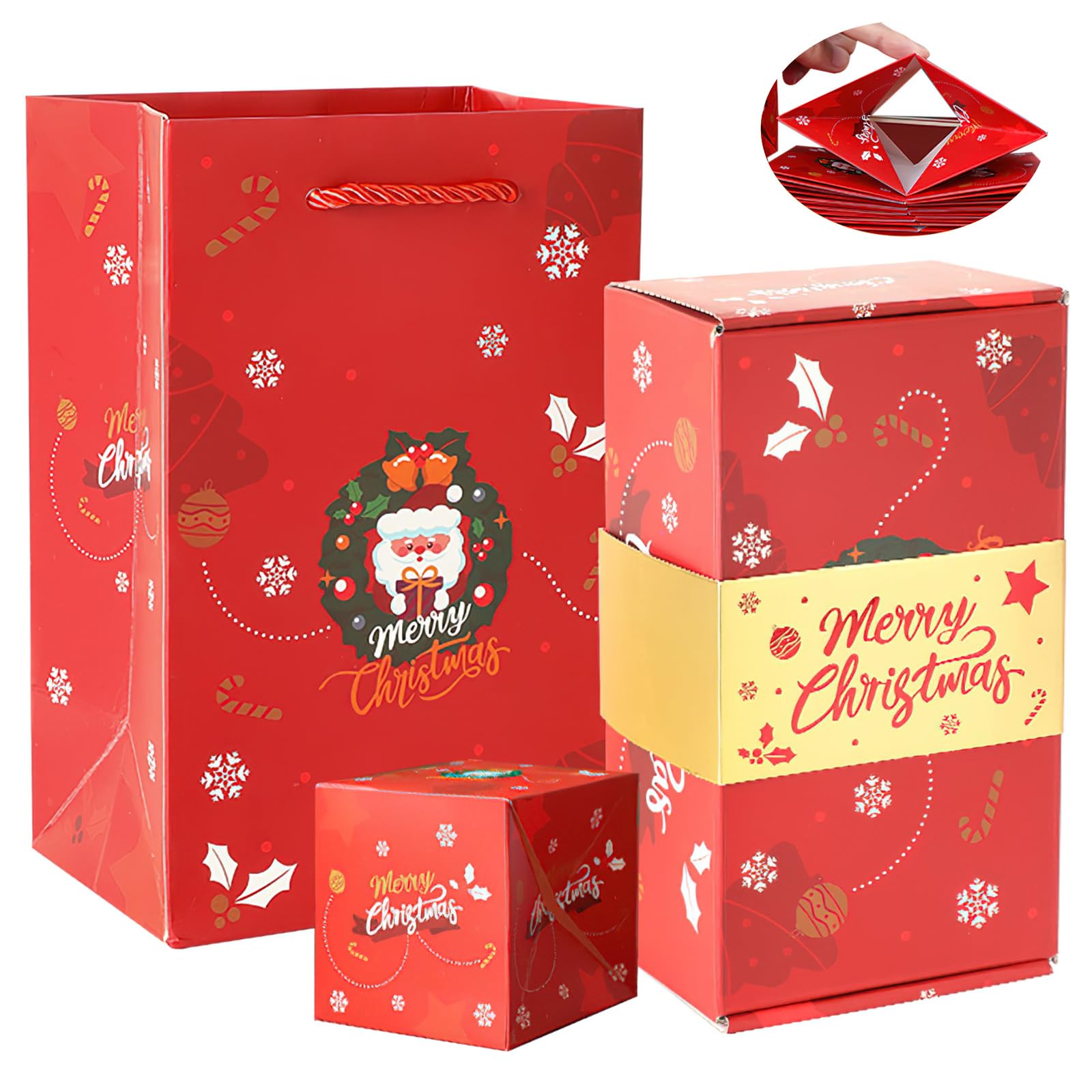 Christmas Explosion Gift Box, Surprise Box Gift Box, Pop-Up Explosion Gift Box, Surprise Box, Pop-Up Explosion Gift Box, DIY Photo Folding Gift Box Photo Album for Christmas Birthday Gifts (16 PCS, F)