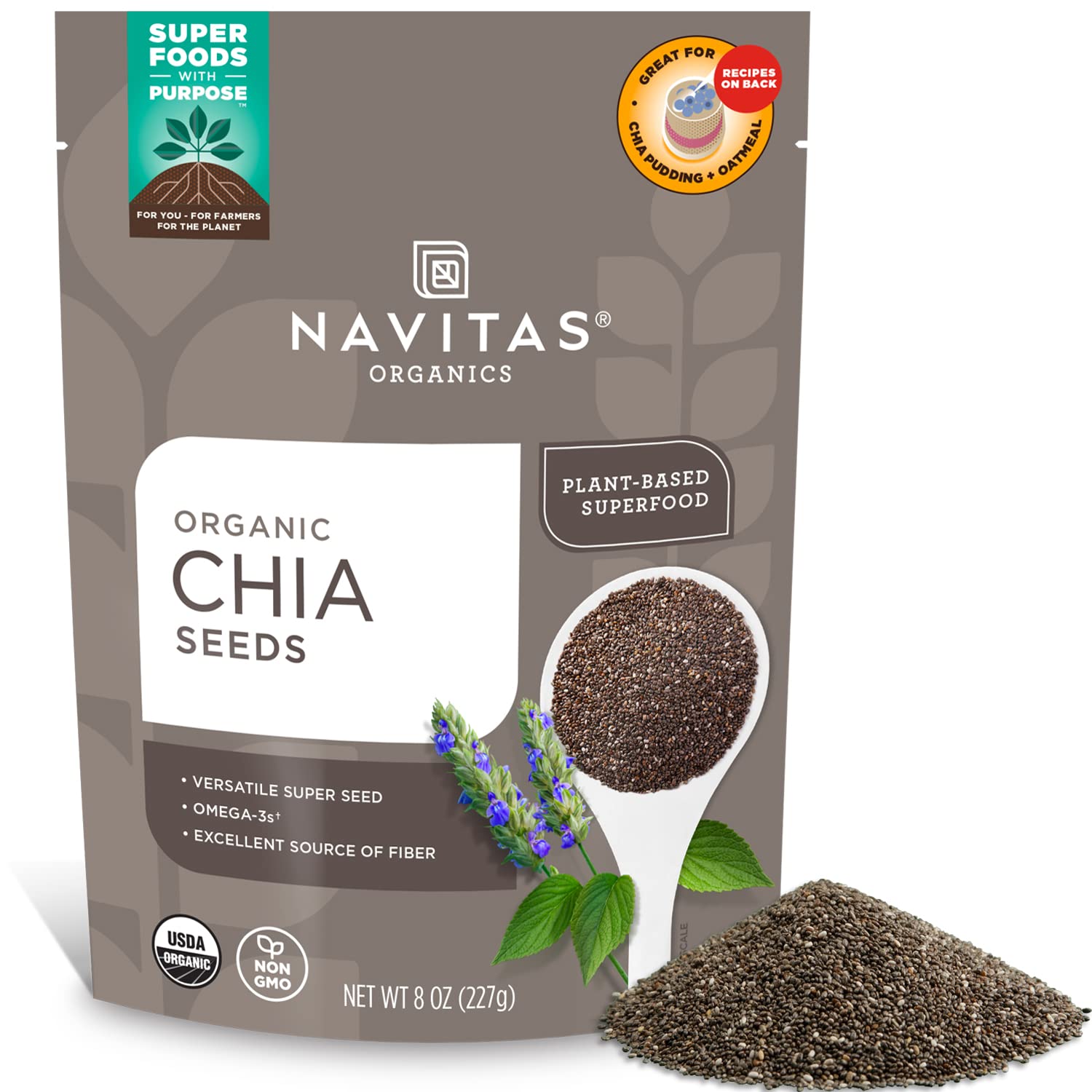 Navitas Organics Chia Seeds, 8 oz. Bag, 19 Servings - Organic, Non-GMO, Gluten-Free