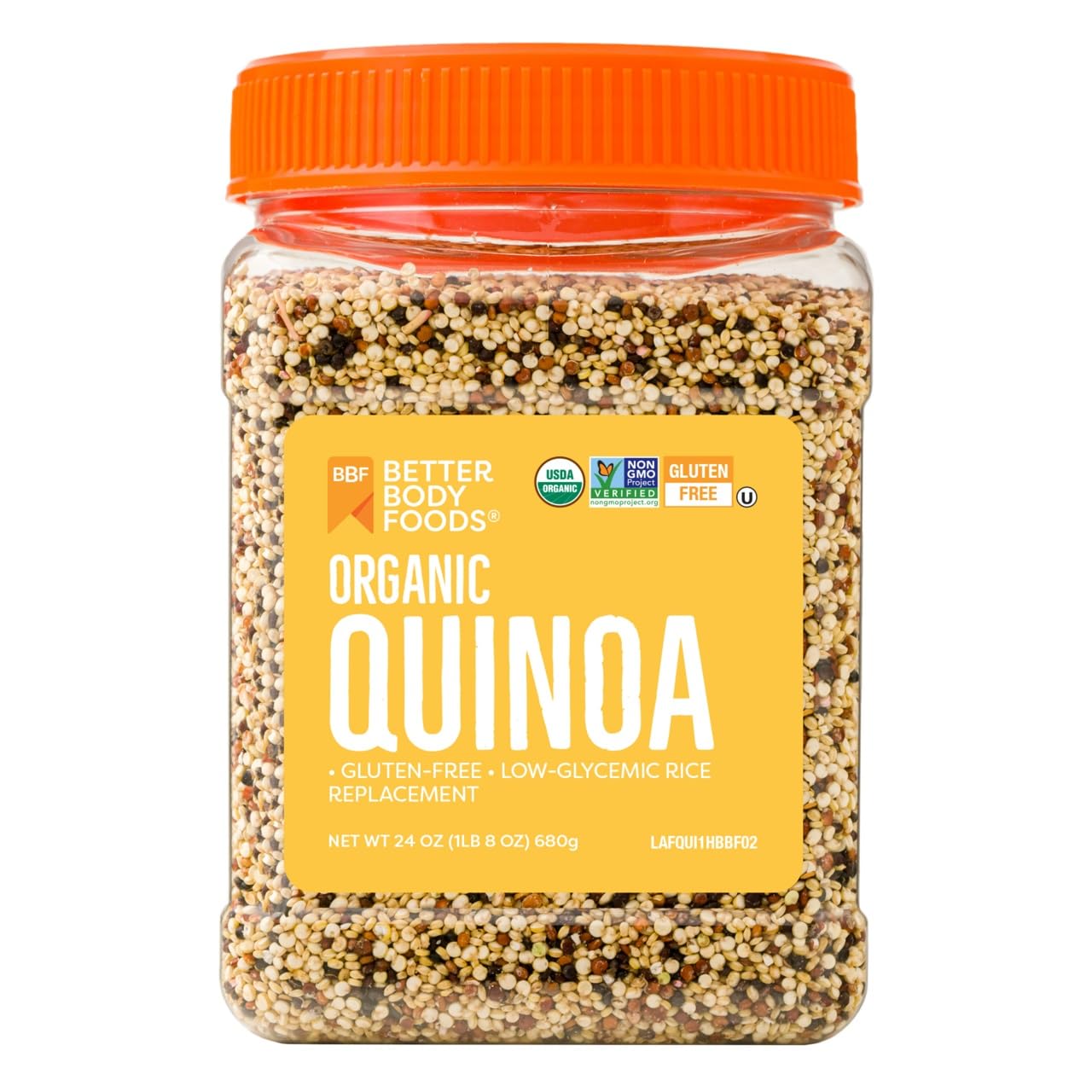 BetterBody Foods Organic Quinoa, Vegan, Gluten Free, Low Glycemic Rice Replacement, 24 ounce