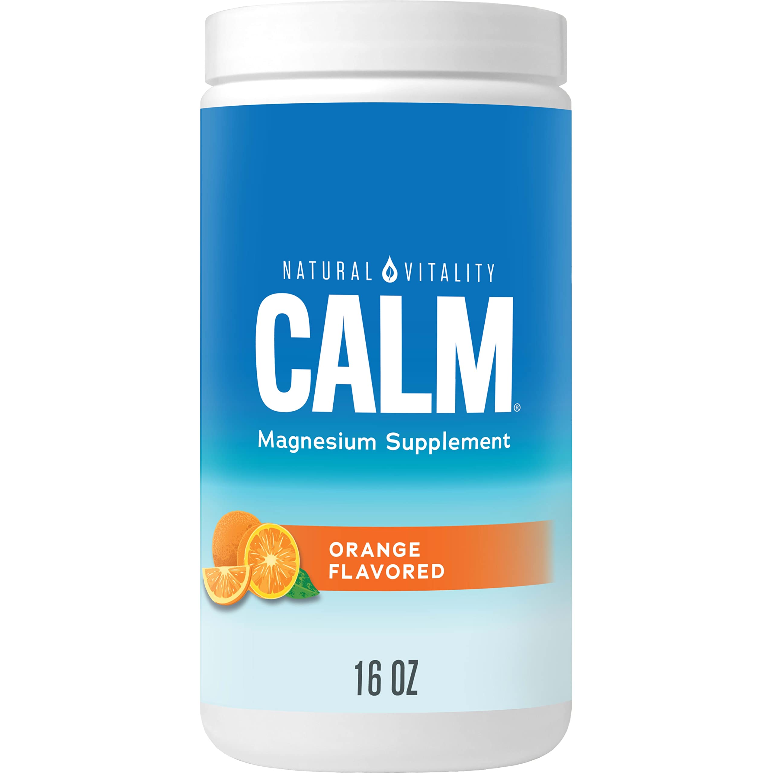 Natural Vitality Calm, Magnesium Citrate Supplement, Anti-Stress Drink Mix Powder, Gluten Free, Vegan, & Non-GMO, Orange, 16 oz