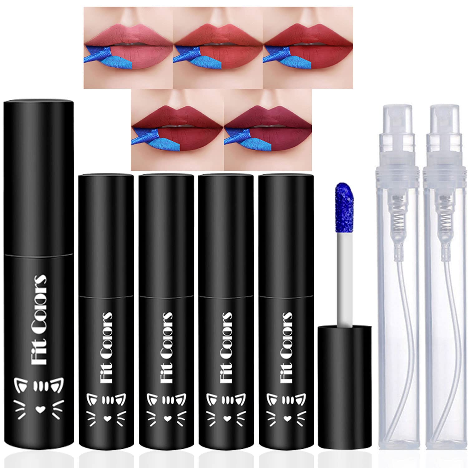 5 Colors Lip Stain, Peel Off Lip Stain Lip Tint, Tear Off Lipstick Waterproof Long Lasting Peel Reveal Lip Stain, Tattoo Color Lip Gloss, Non-stick Cup Lip Tint for Women Girls (SET A)