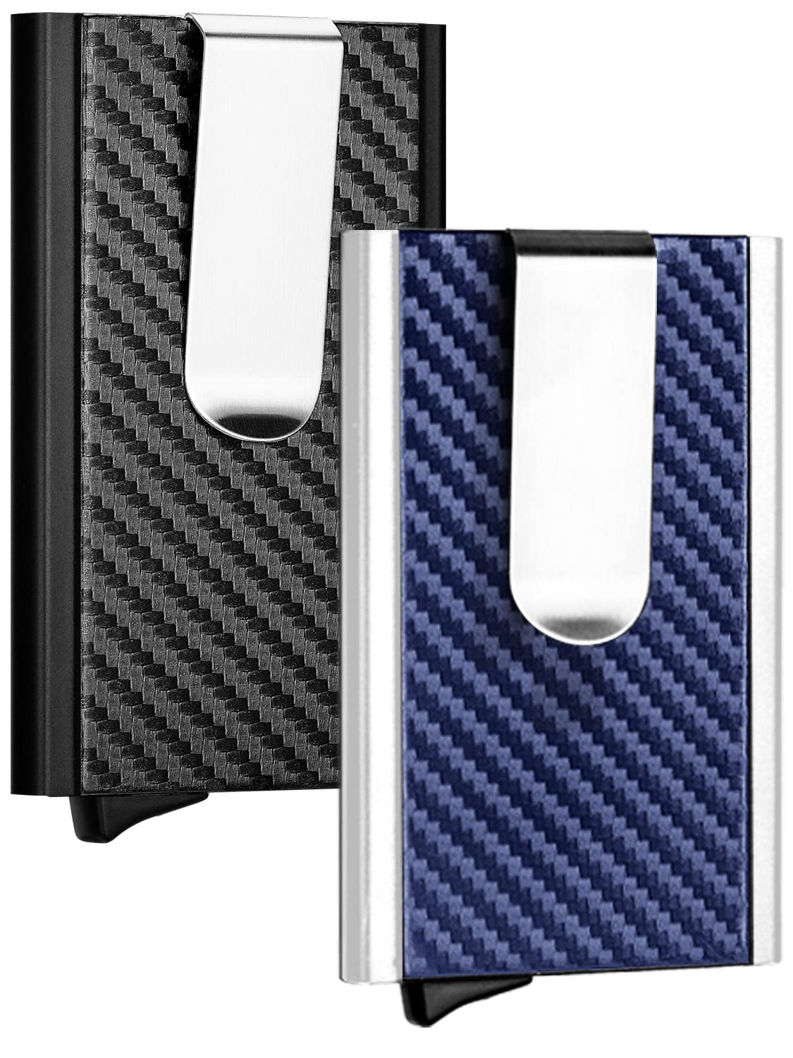 Mosiyeef Graphite Black and Navy Blue Minimalist Wallet for Men Card Wallets with Money Clip