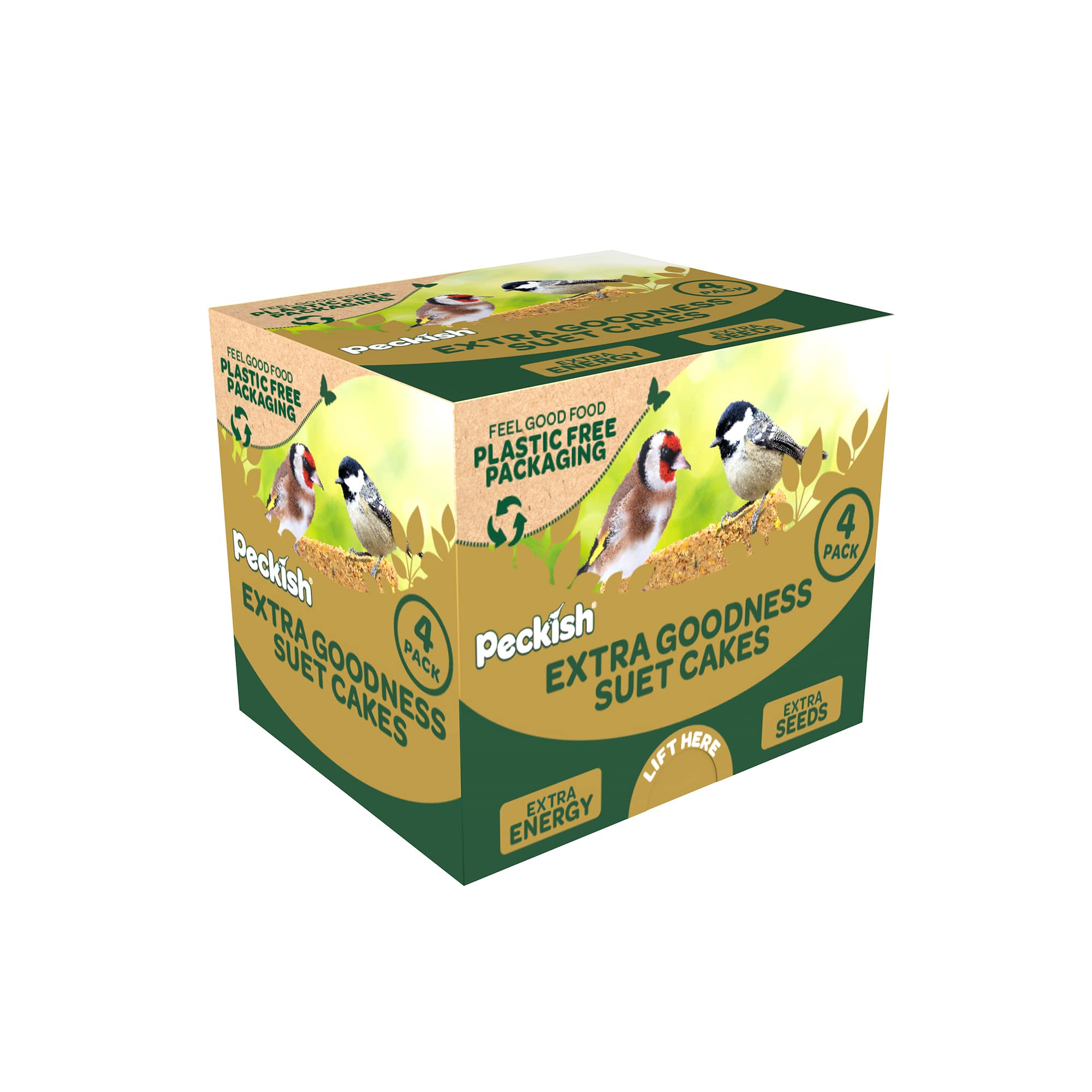 Peckish Extra Goodness Suet Cake 4 Pack Box, Gold