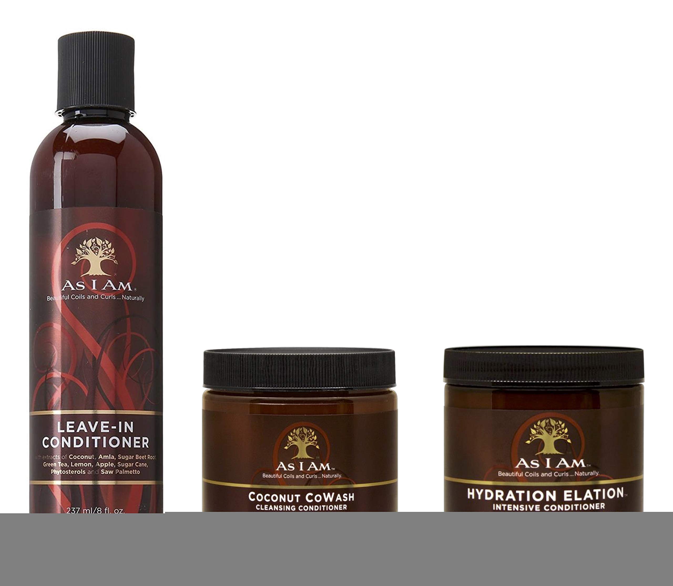 As I Am Naturally 3 SET BUNDLE [Coconut CoWash 16oz + Leave-In Conditioner 8oz + Hydration Elation Intensive Conditioner 8oz]