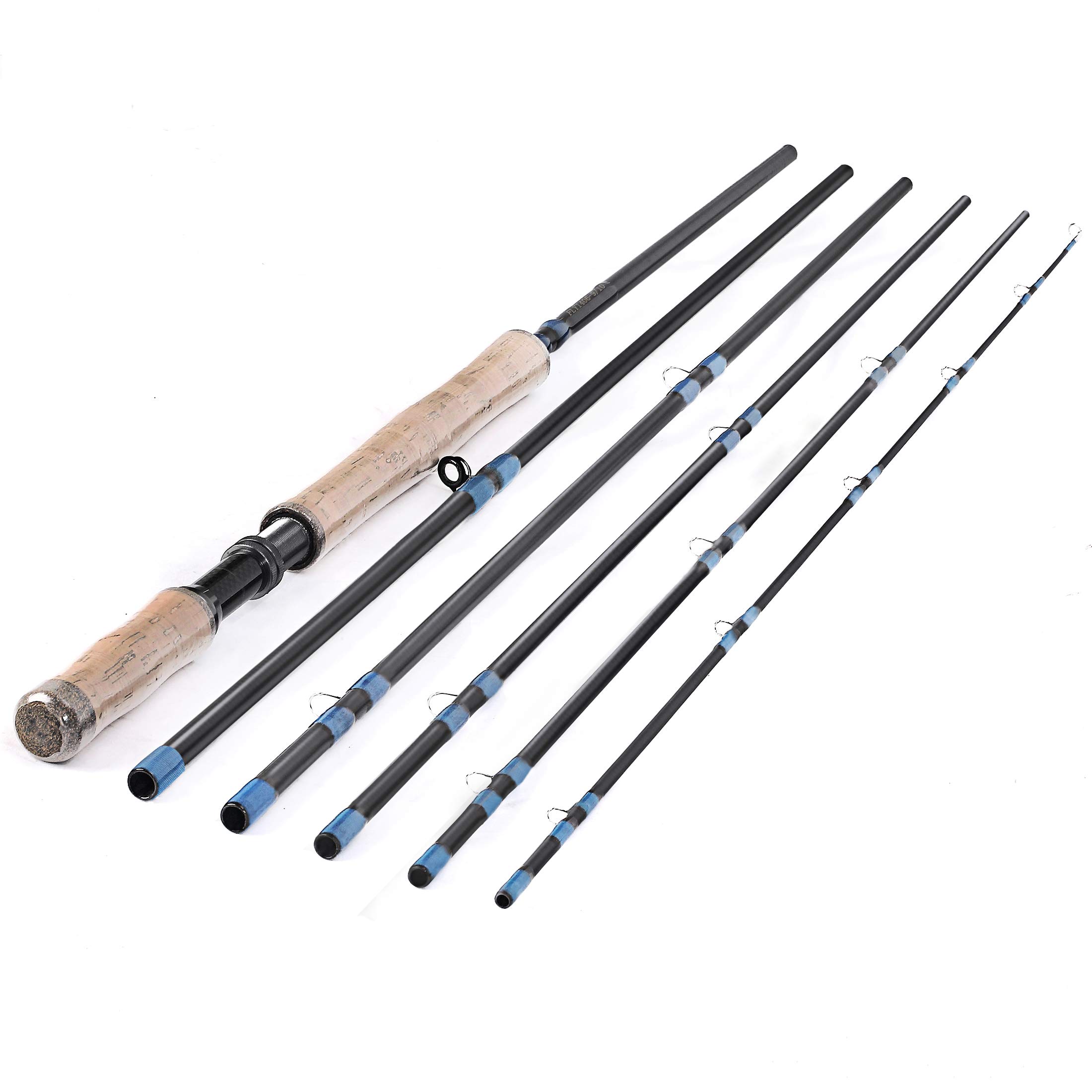 14FT 9/10 Carbon Spey Fly Fishing Rod Pole Double Hand 6 Pieces Sections Medium-Fast Freshwater and Saltwater Fishing