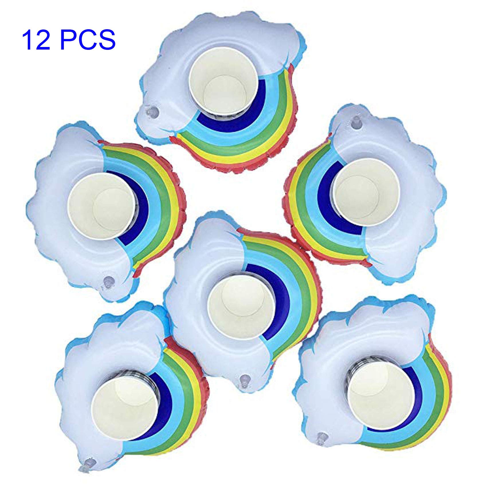 Drink Pool Float, Inflatable Floating Cloud Drink Holde Can Coke Cup Stand Station Pool Swim Floats for Water Fun Kids Bath, Child Bathing, Pool Beach Parties, Birthday Party, 15 Pack