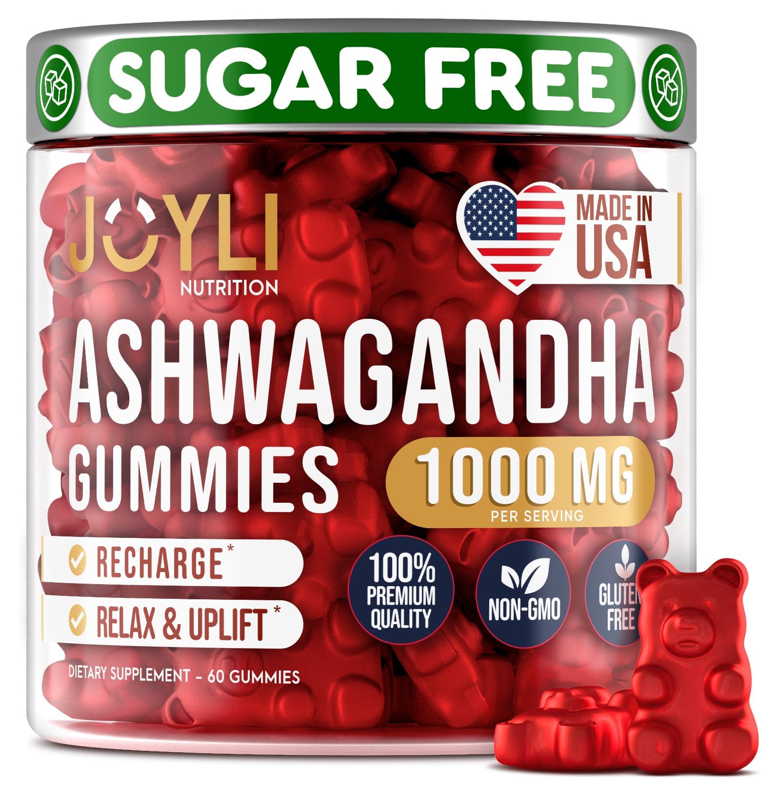 Ashwagandha Gummies for Women & Men - Natural Calm Gummies with Organic Ashwagandha Root Extract Vitamin C Zinc - Ashwagandha Herbal Supplement for Sleep Stress Balance - 60 Vegan Sugar Free Chews