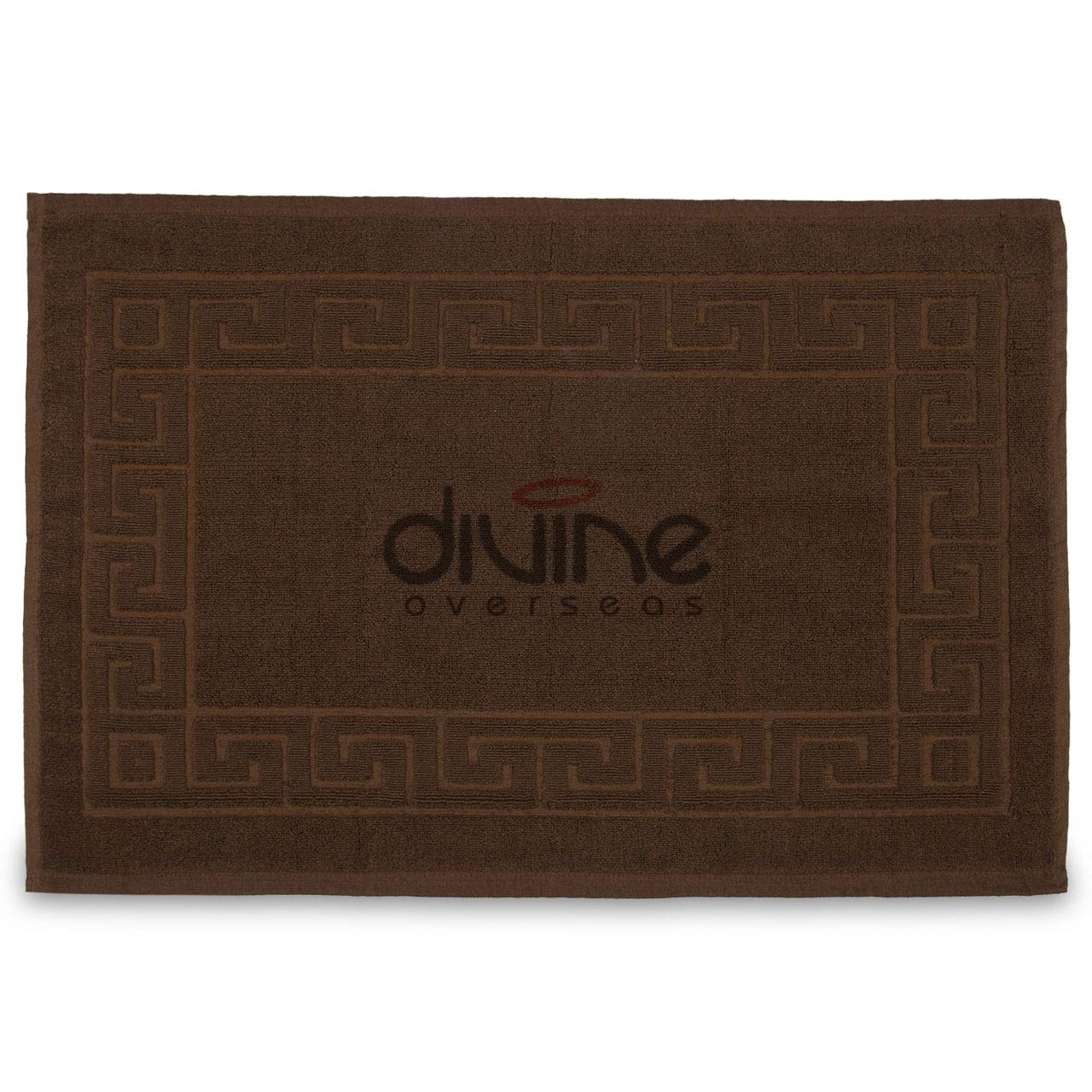 Divine Overseas 1 Pieces Soft Cotton, GSM 850, Size 20" x 30" (Pack of 1 Greek Key Bath Mats, Chocolate Brown)