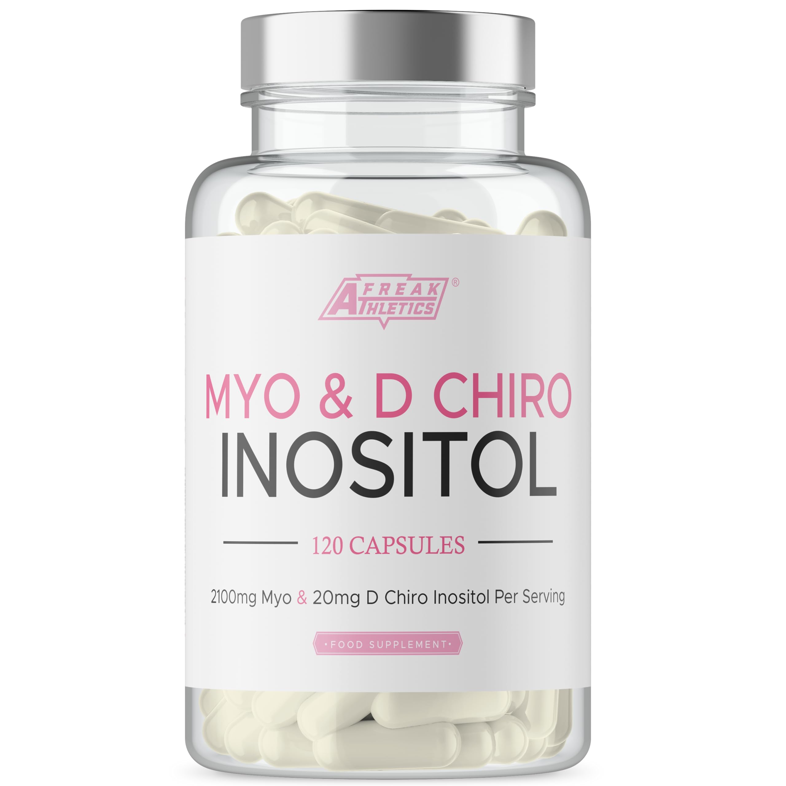 Myo-Inositol & D Chiro Inositol - Supports Women with PCOS -120 Capsules - Promotes Hormonal Balance & Normal Ovarian Function -