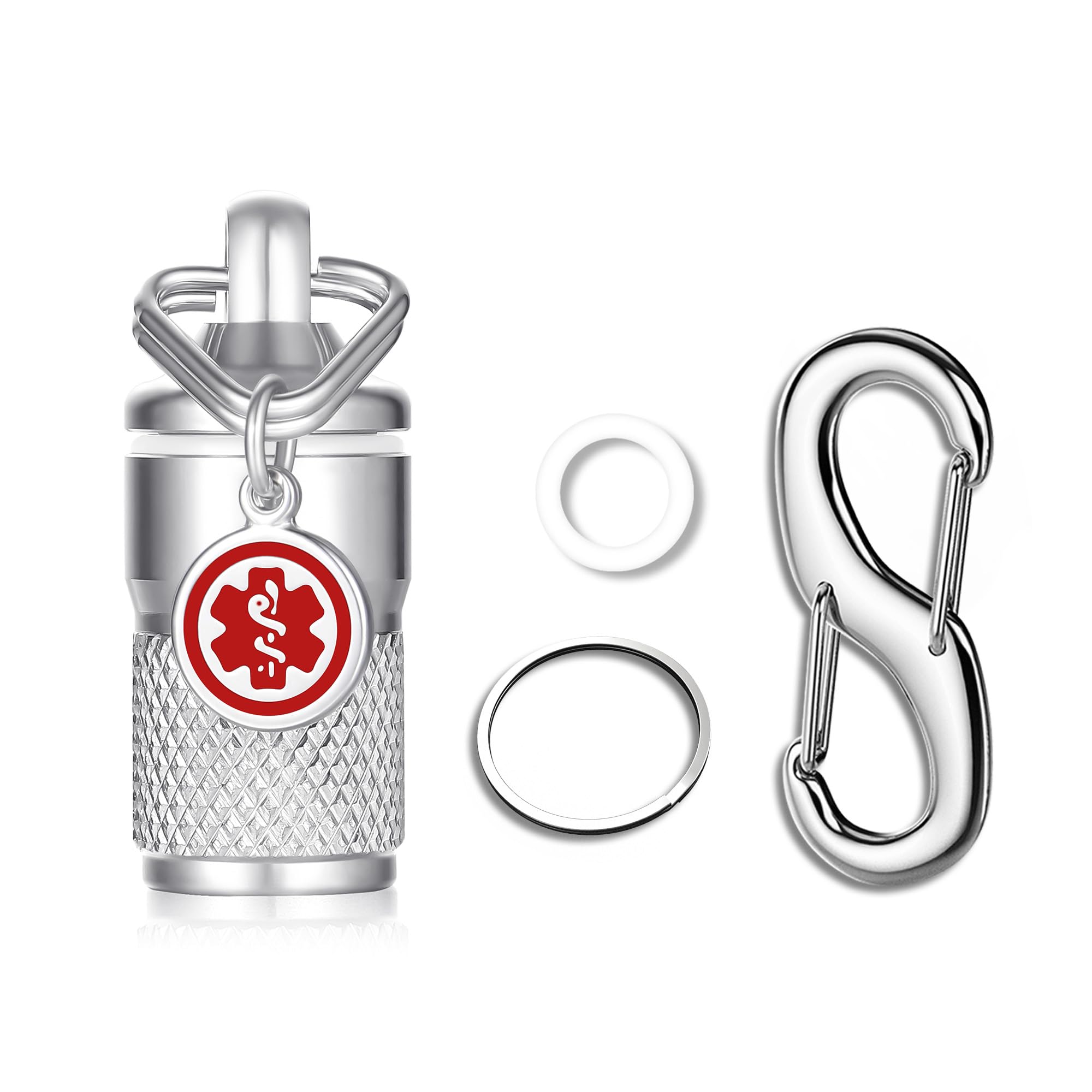 Divoti Precision CNC Machined Stainless Steel Emergency Pill Holder Keychain - Size/Style