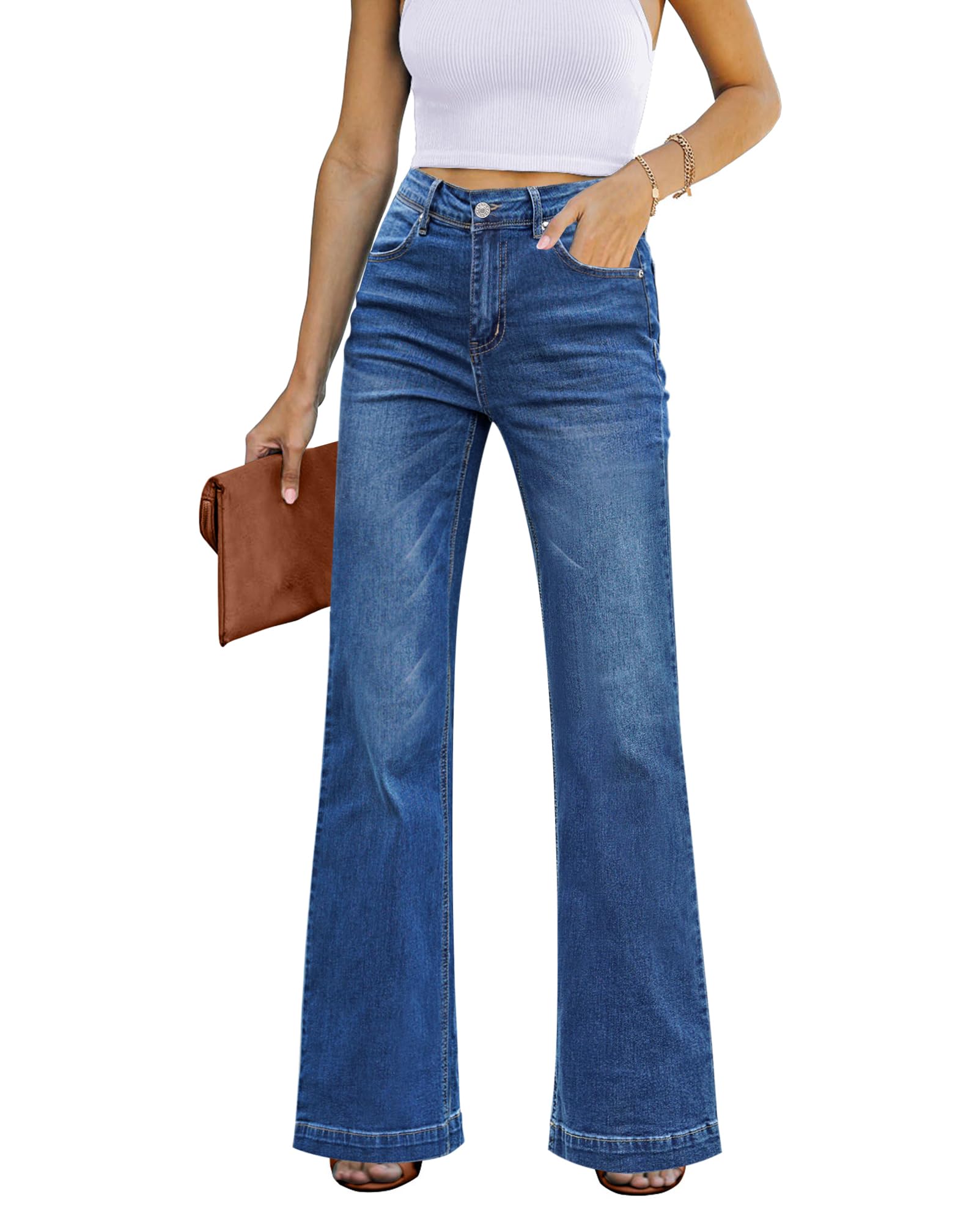 luvamiaHigh Waisted Flare Jeans for Women Wide Leg Stretch Baggy Jeans