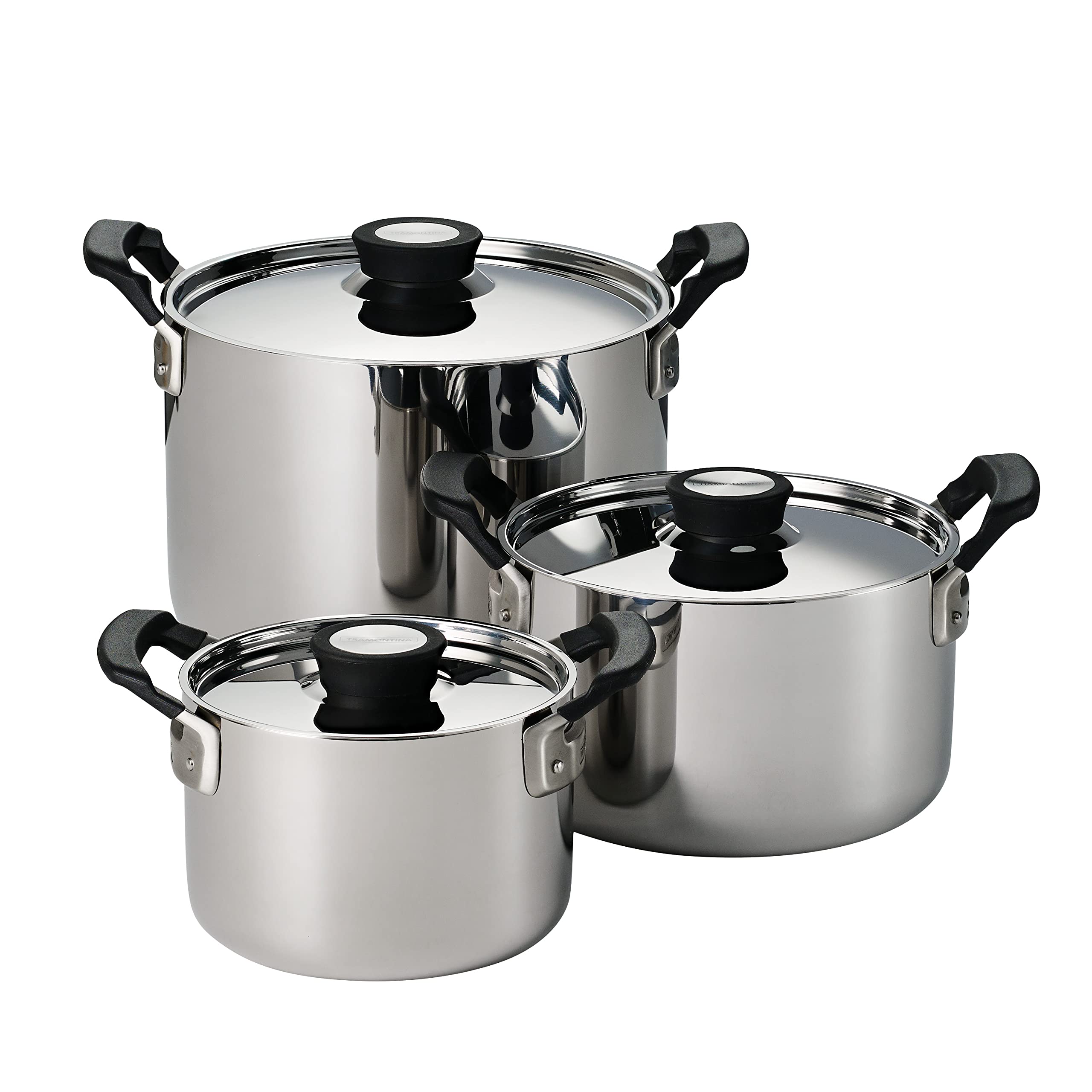 TramontinaNesting 6 Pc Stainless Steel Tri-Ply Clad Sauce Pan and Stock Pot Set, 80116/048DS