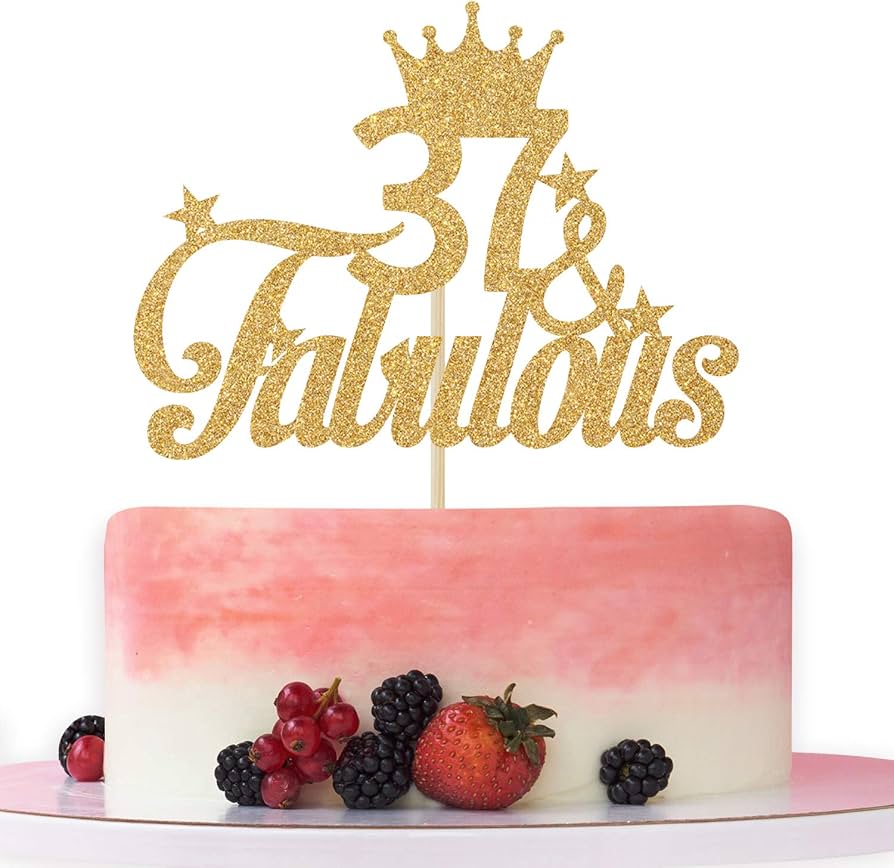 : Betalala Decoración para tartas de 37 y fabulosa – Saludos a 37  años, decoración de pasteles de 37 cumpleaños – Feliz 37 aniversario/fiesta  de cumpleaños suministros de decoración de fiesta de