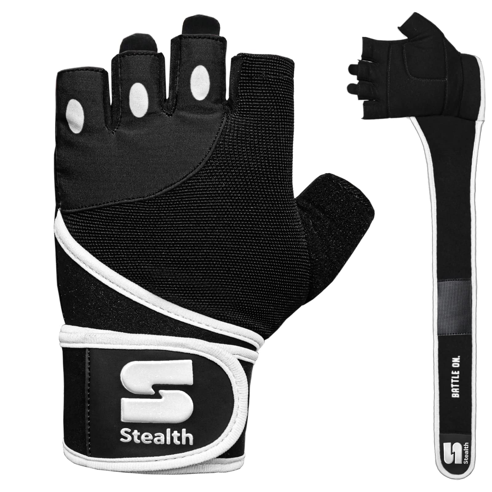 Stealth Sports Workout Gloves with Long Wrist Support – Exercise Gloves for Men and Women – Cushioned Gym Gloves – Weightlifting Gloves for Training, Fitness, Bodybuilding, Powerlifting,E9