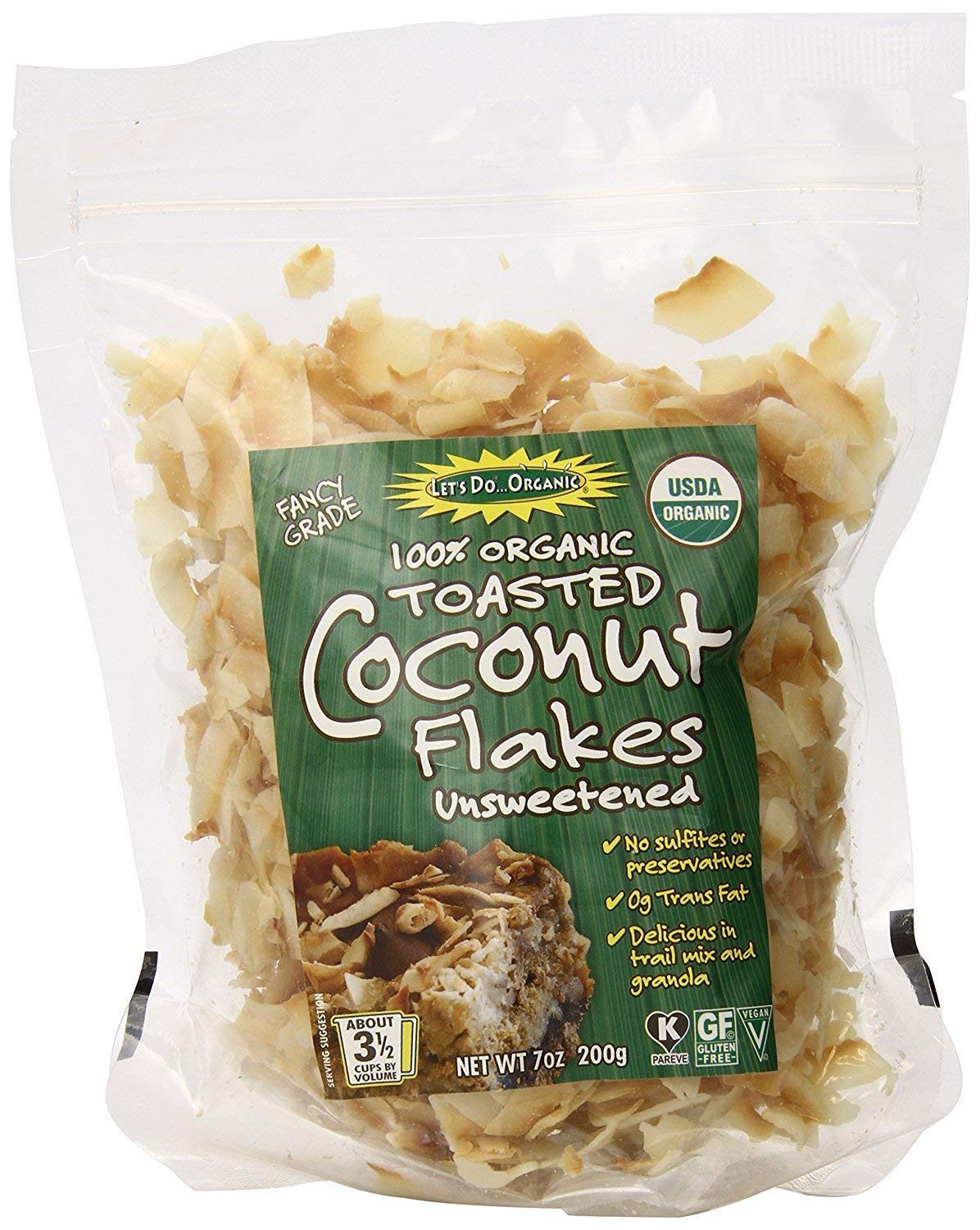 Let's Do Organic Unsweetened Coconut Flakes, Toasted, 7 Ounce (Pack of 6)