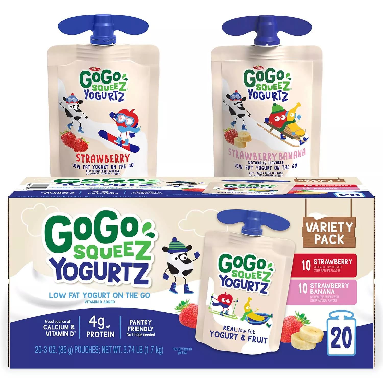 GoGo SqueeZGoGo Squeez Yogurtz Strawberry & Strawberry Banana (20 Count)