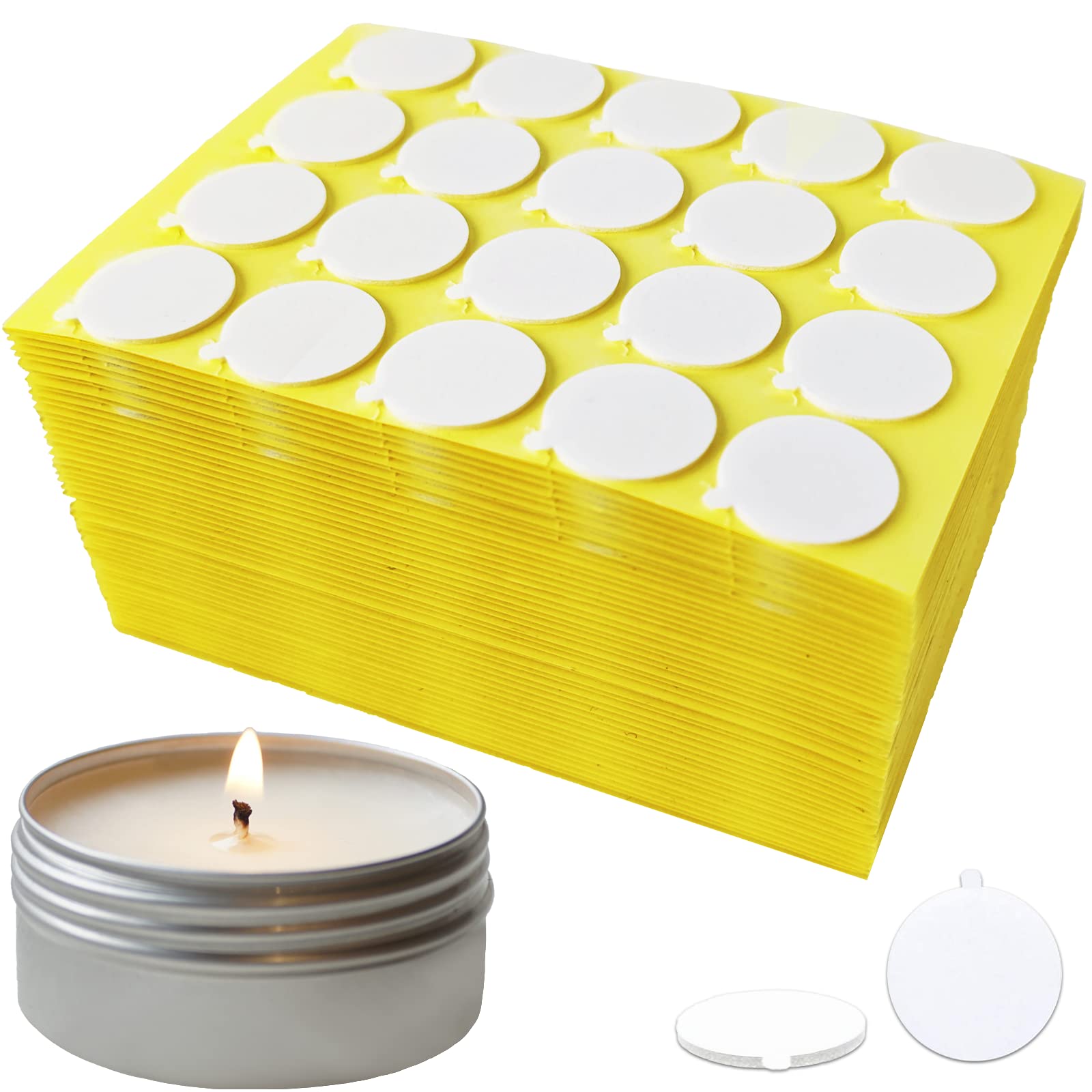 Aubeco960PCS Candle Making Wick Stickers, Heat Resistance Double-Sided Wick Stickers with The Little Tail, Adhere Steady in Hot Wax Stickers for Candle Making